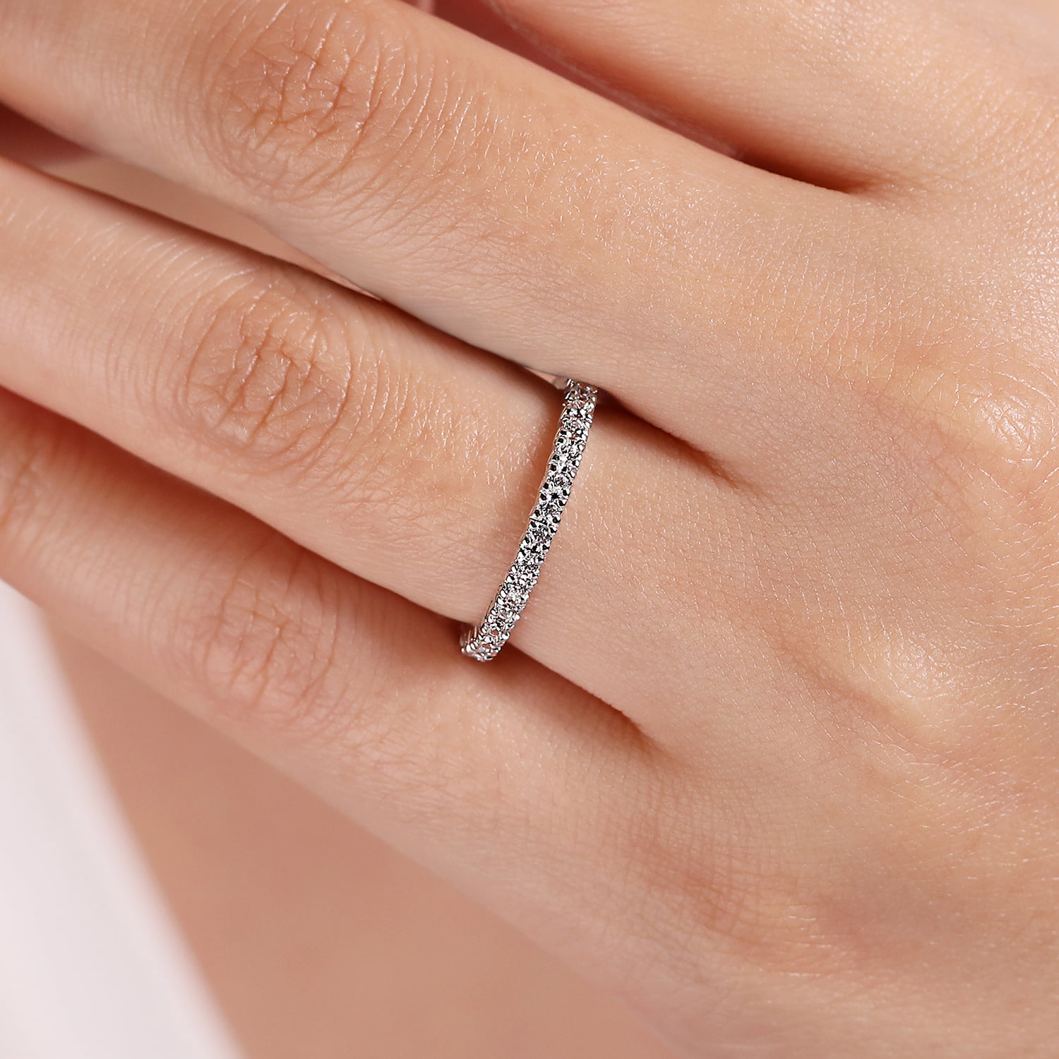 Diamond Stackable Ring in 14K White Gold, photograph 5