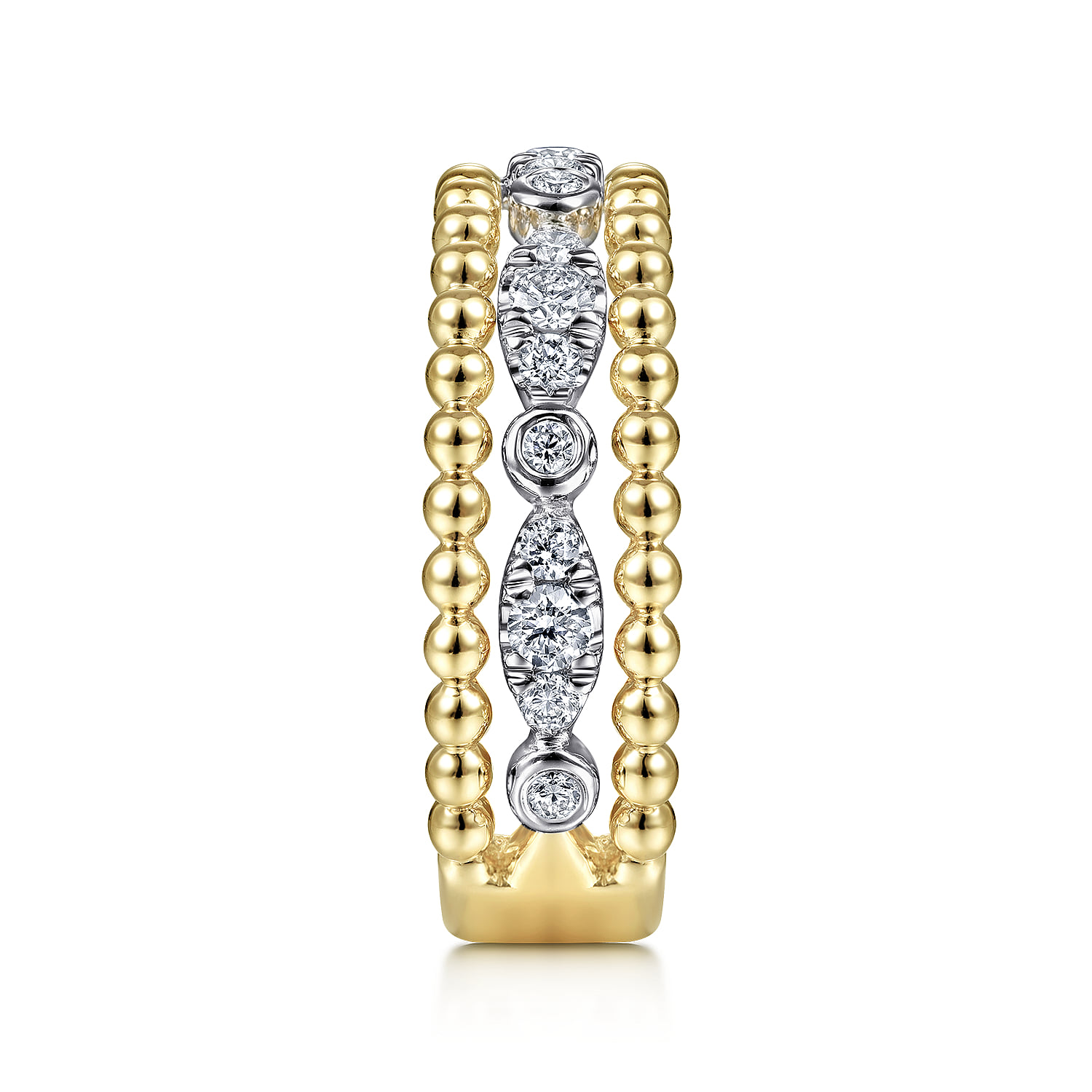 Diamond and Bujukan Bead Ring in 14K White/Yellow Gold, photograph 4