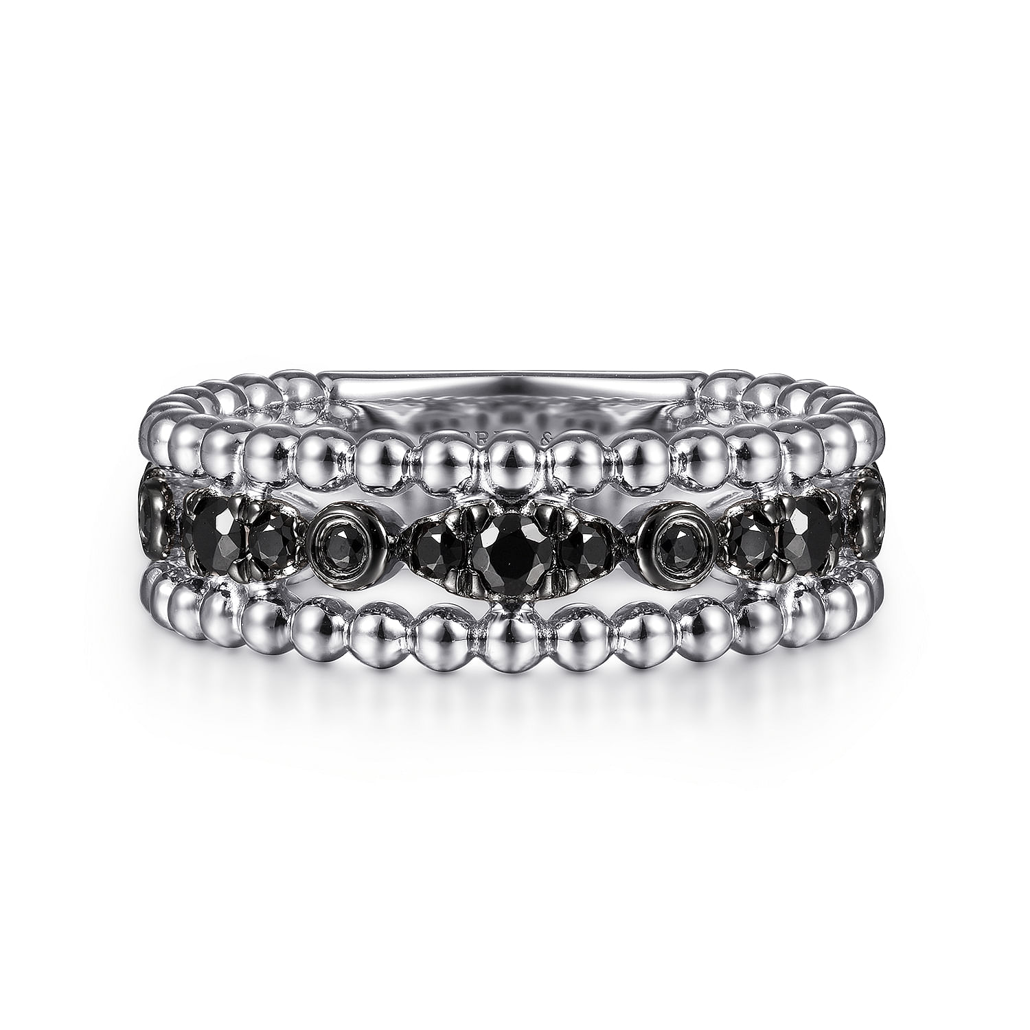 925 Sterling Silver Black Spinel Bujukan Easy Stackable Ladies Ring @ $195.  Shop Ladies Rings | Gabriel & Co.