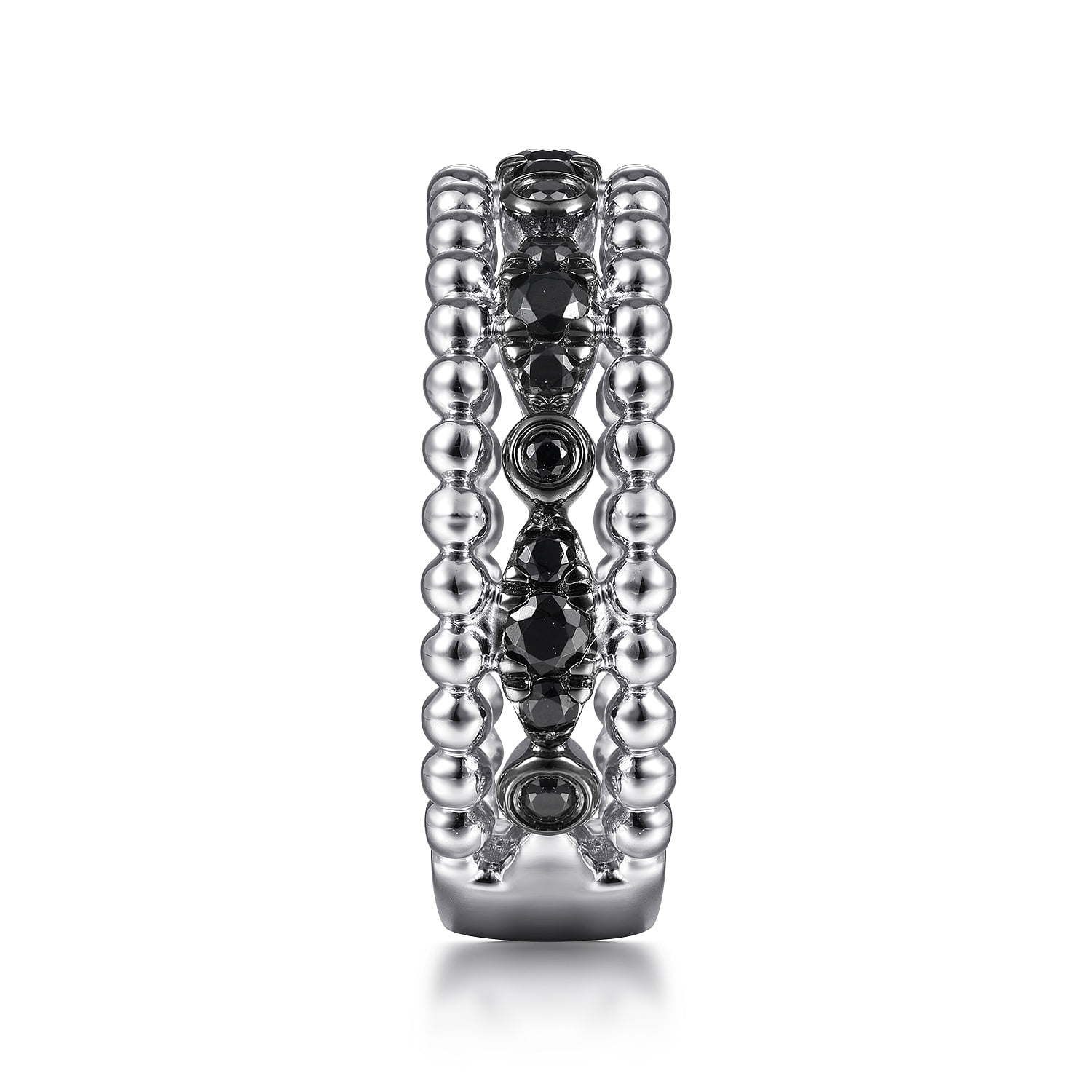 Black Spinel Bujukan Easy Stackable Ladies Ring in Sterling Silver, photograph 4