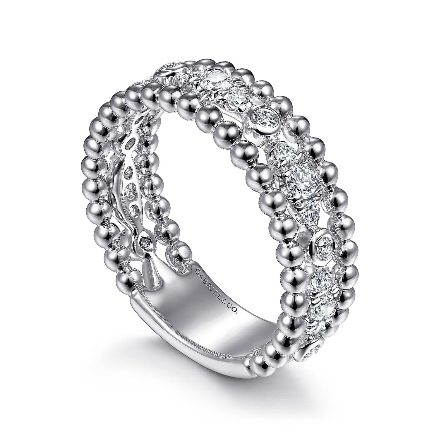 White Sapphire Bujukan Easy Stackable Ladies Ring in Sterling Silver, photograph 3