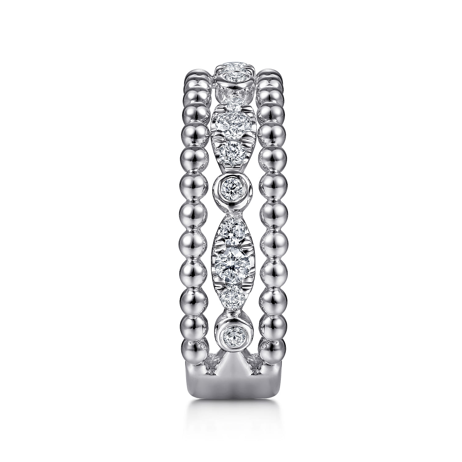 White Sapphire Bujukan Easy Stackable Ladies Ring in Sterling Silver, photograph 4