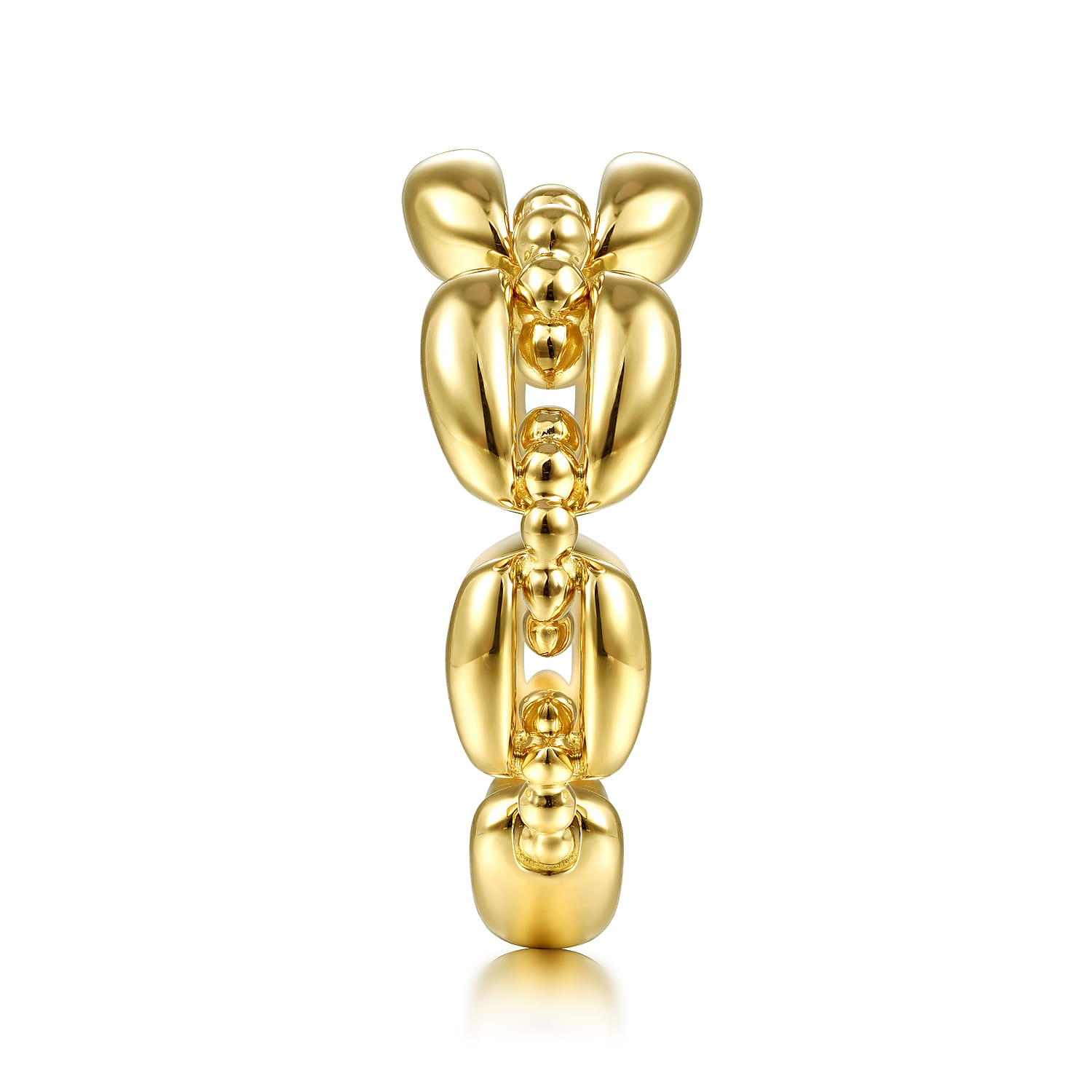 Polished Chain Link Ring with Bujukan Bead Connector in 14K Yellow Gold, photograph 4