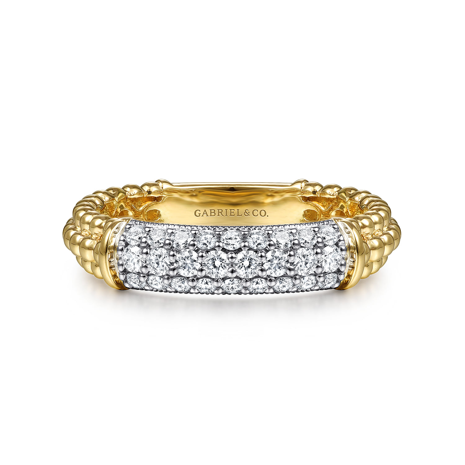 Bujukan Bead Band with Diamond Pave Center Bar