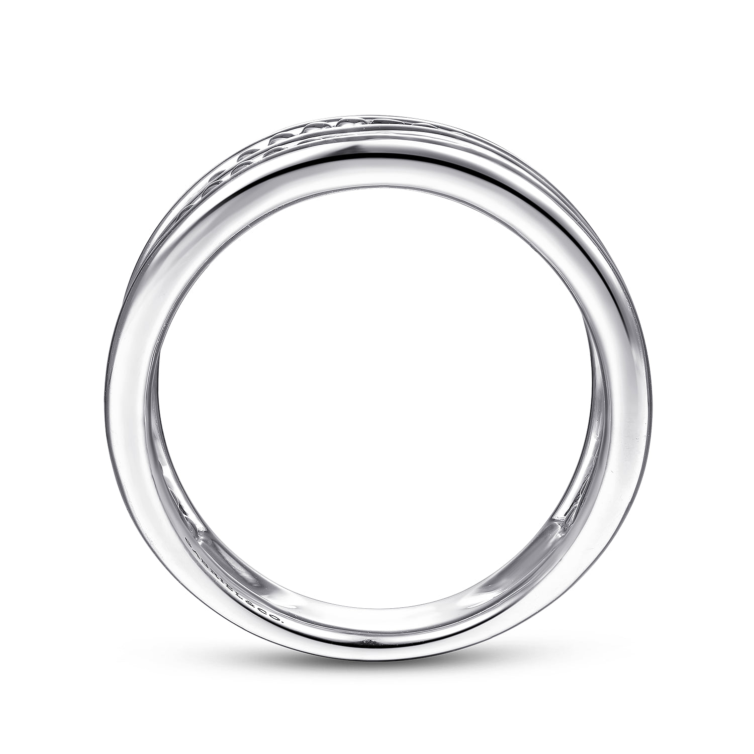 Multi Row Bujukan Bead Curved Wide Band Ring in Sterling Silver, photograph 2