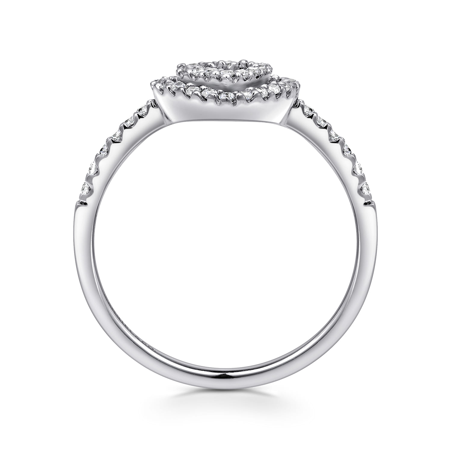 Diamond Double Diamond Promise Ring in 14K White Gold, photograph 2
