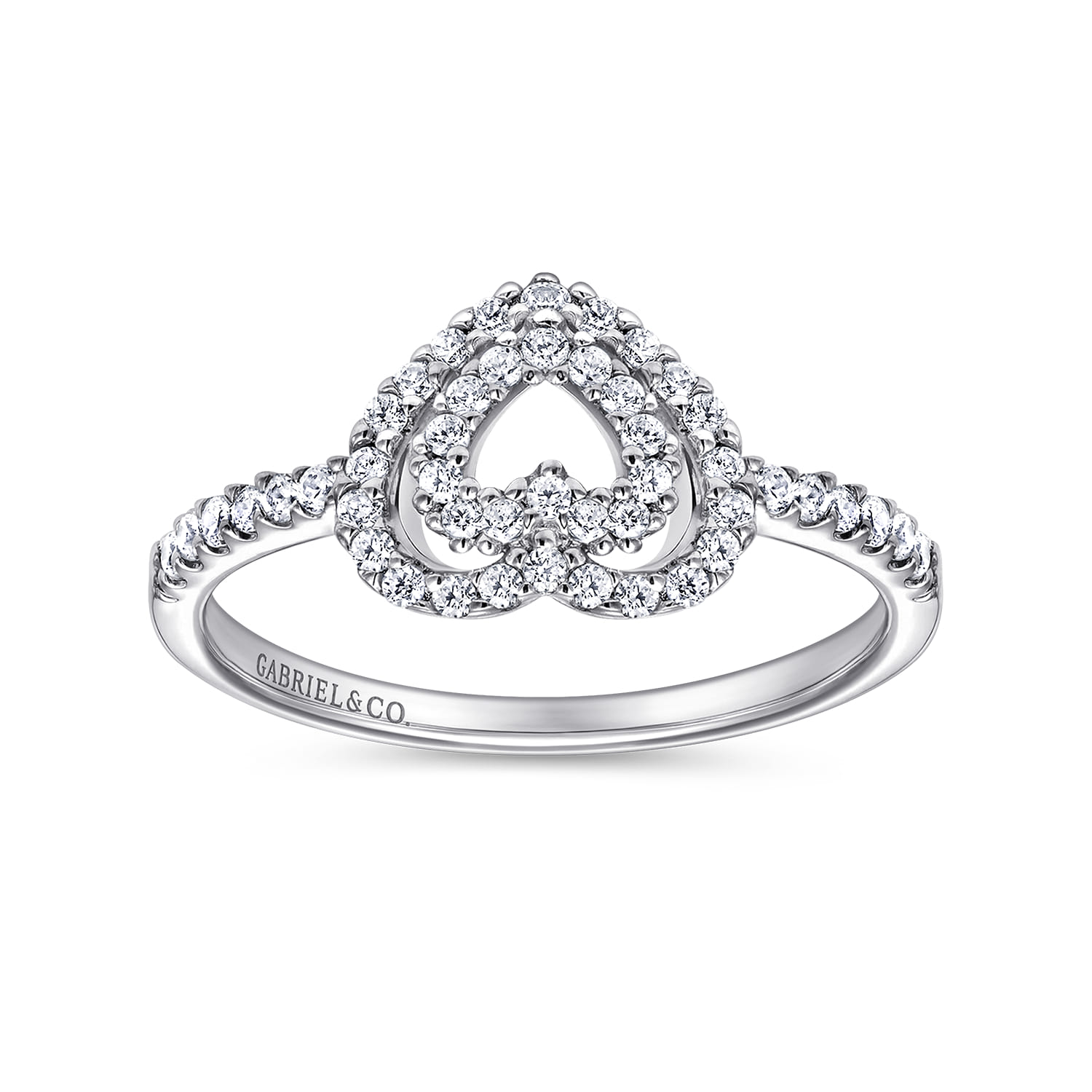 Diamond Double Diamond Promise Ring in 14K White Gold, photograph 4