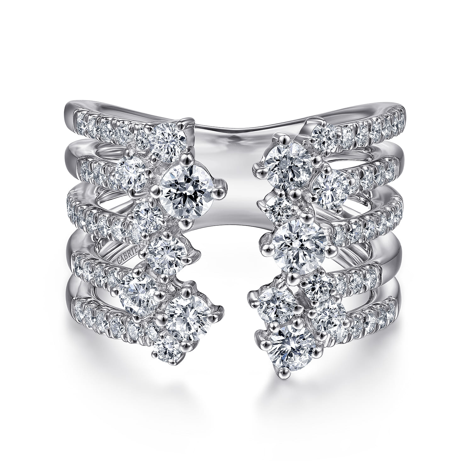 Multi Row Diamond Statement Ring in 18K White Gold