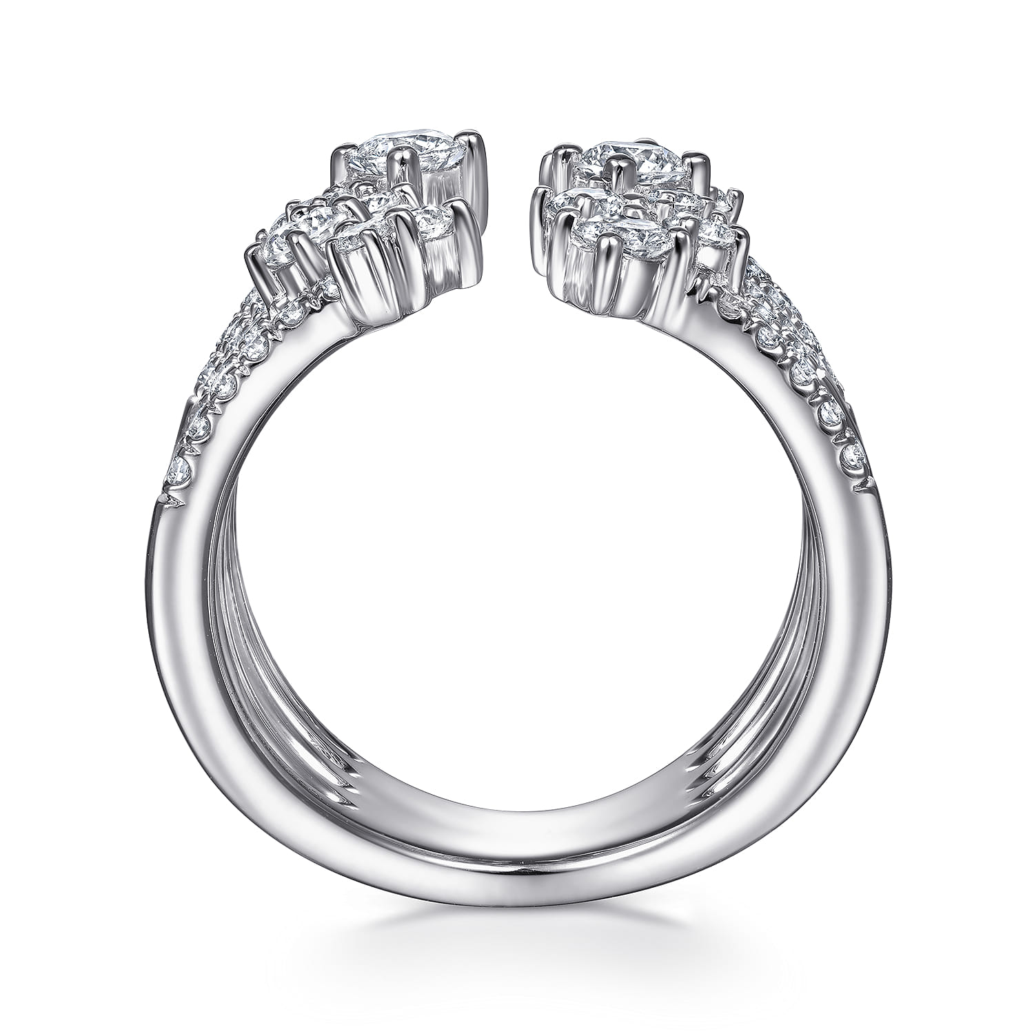 Multi Row Diamond Statement Ring in 18K White Gold, photograph 2