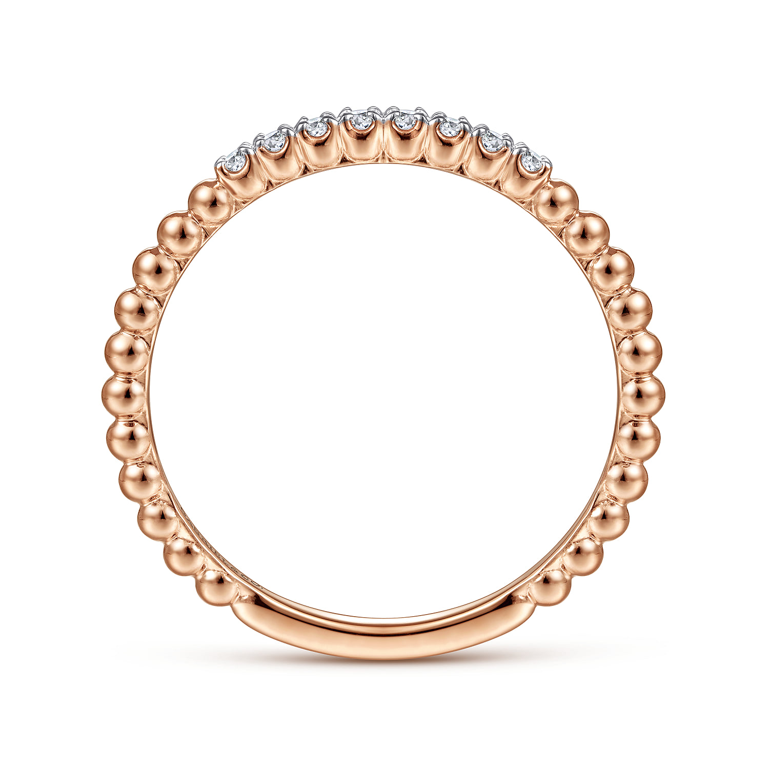 Bujukan Bead and Diamond Stackable Ring in 14K Rose Gold, photograph 2