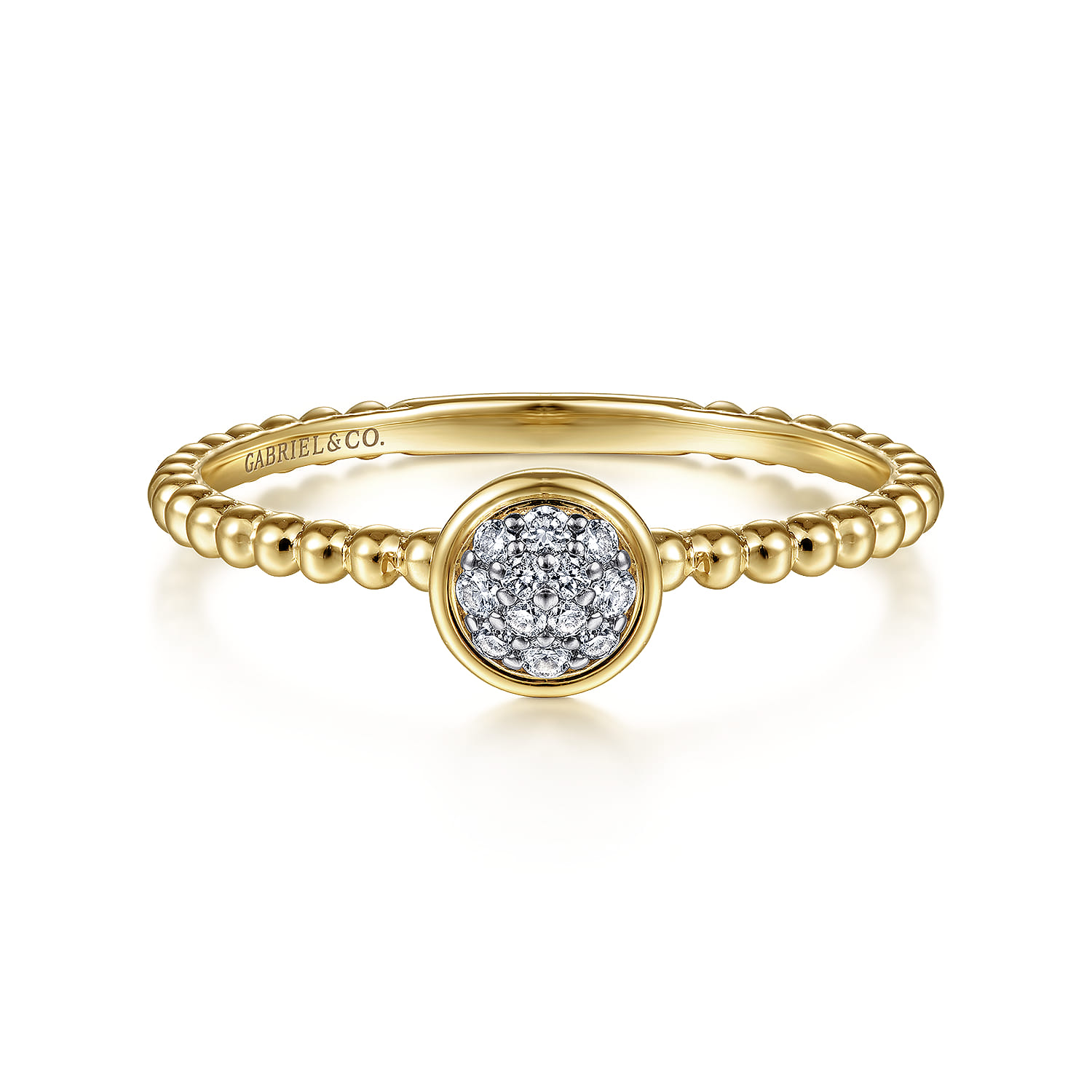 Bujukan Beaded Diamond Cluster Promise Ring in 14K Yellow Gold
