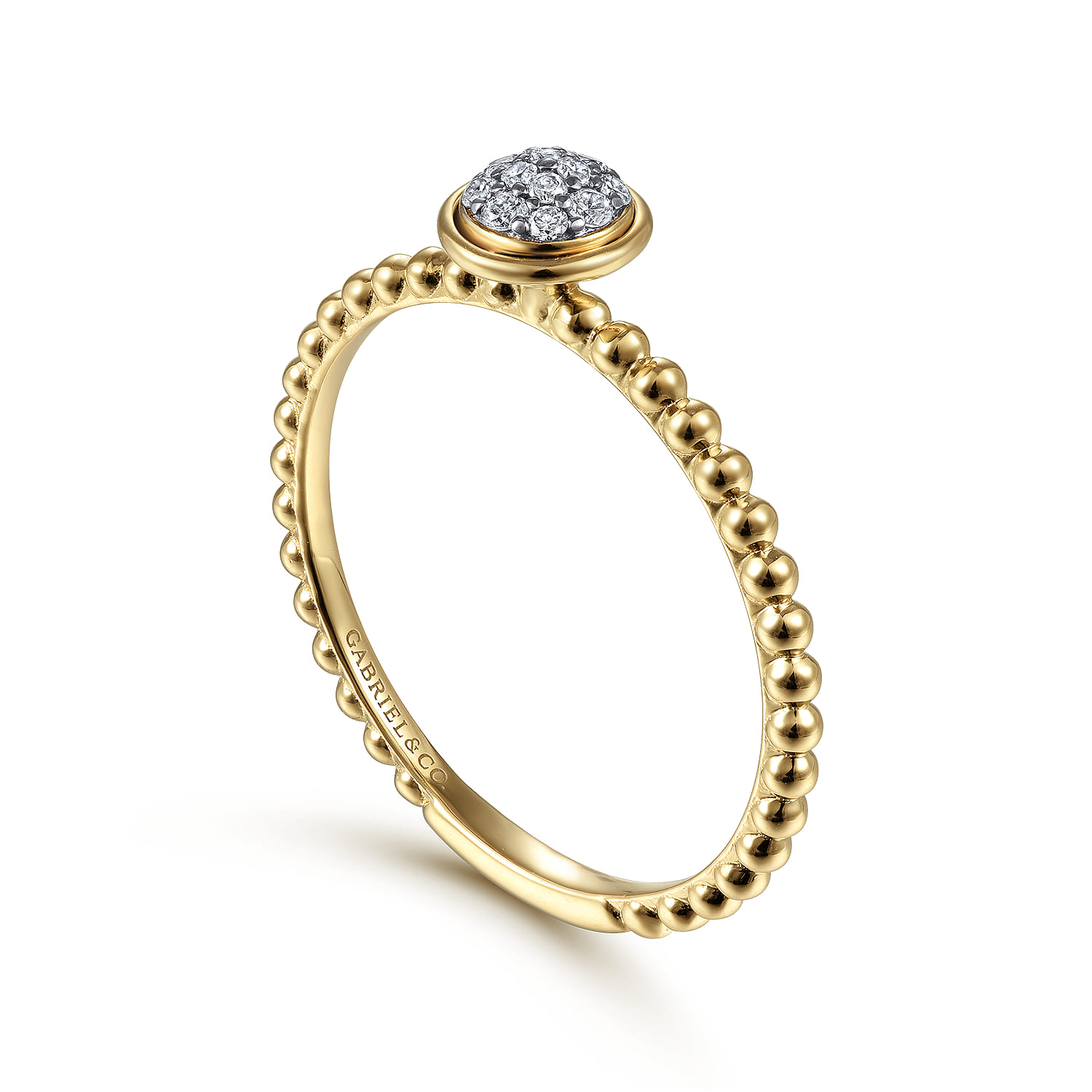 Bujukan Beaded Diamond Cluster Promise Ring in 14K Yellow Gold, photograph 3
