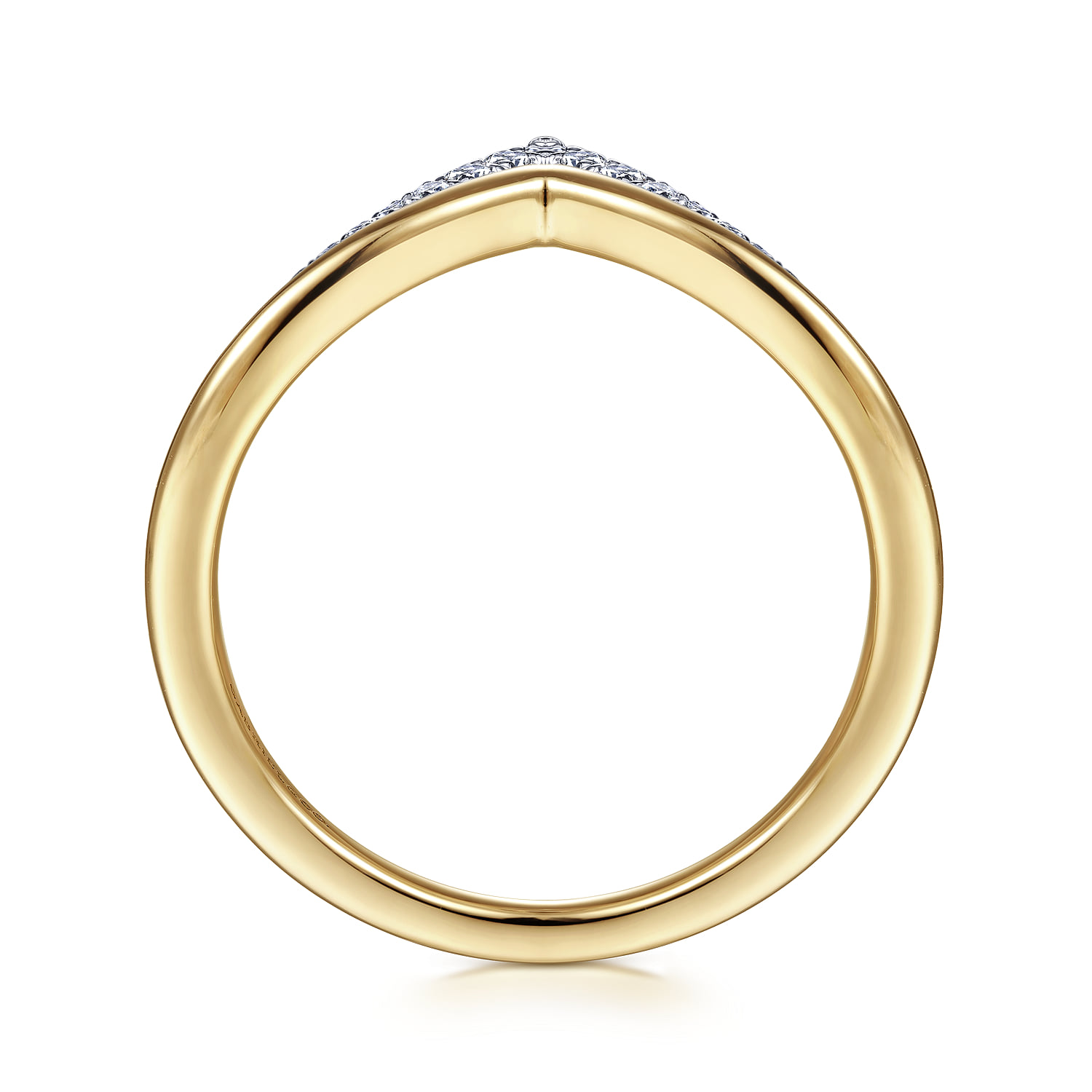 Diamond Chevron Ring in 14K White/Yellow Gold, photograph 2
