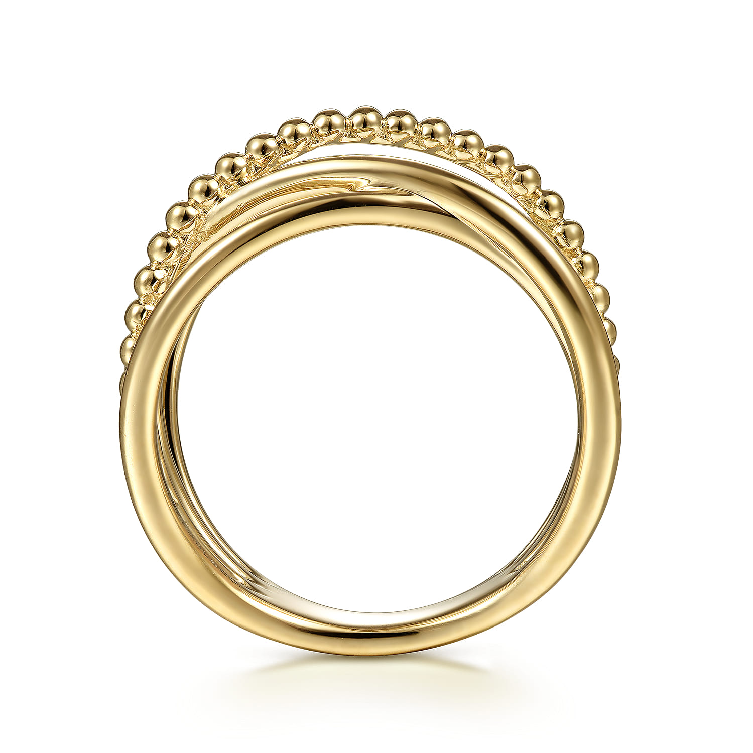 Bujukan Bead Criss Cross Ring in 14K Yellow Gold, photograph 2