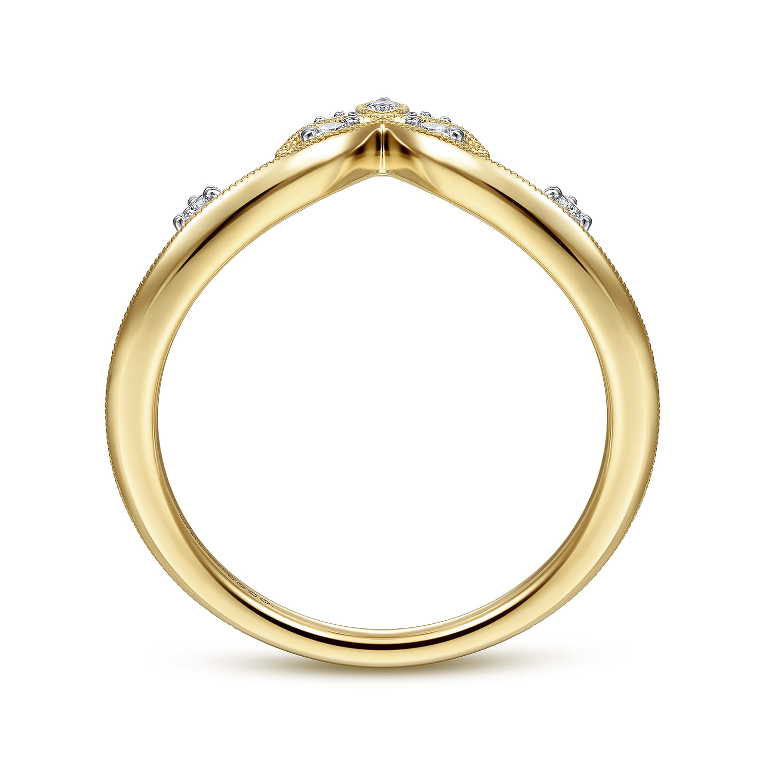 Chevron Diamond Ring in 14K Yellow Gold, photograph 2