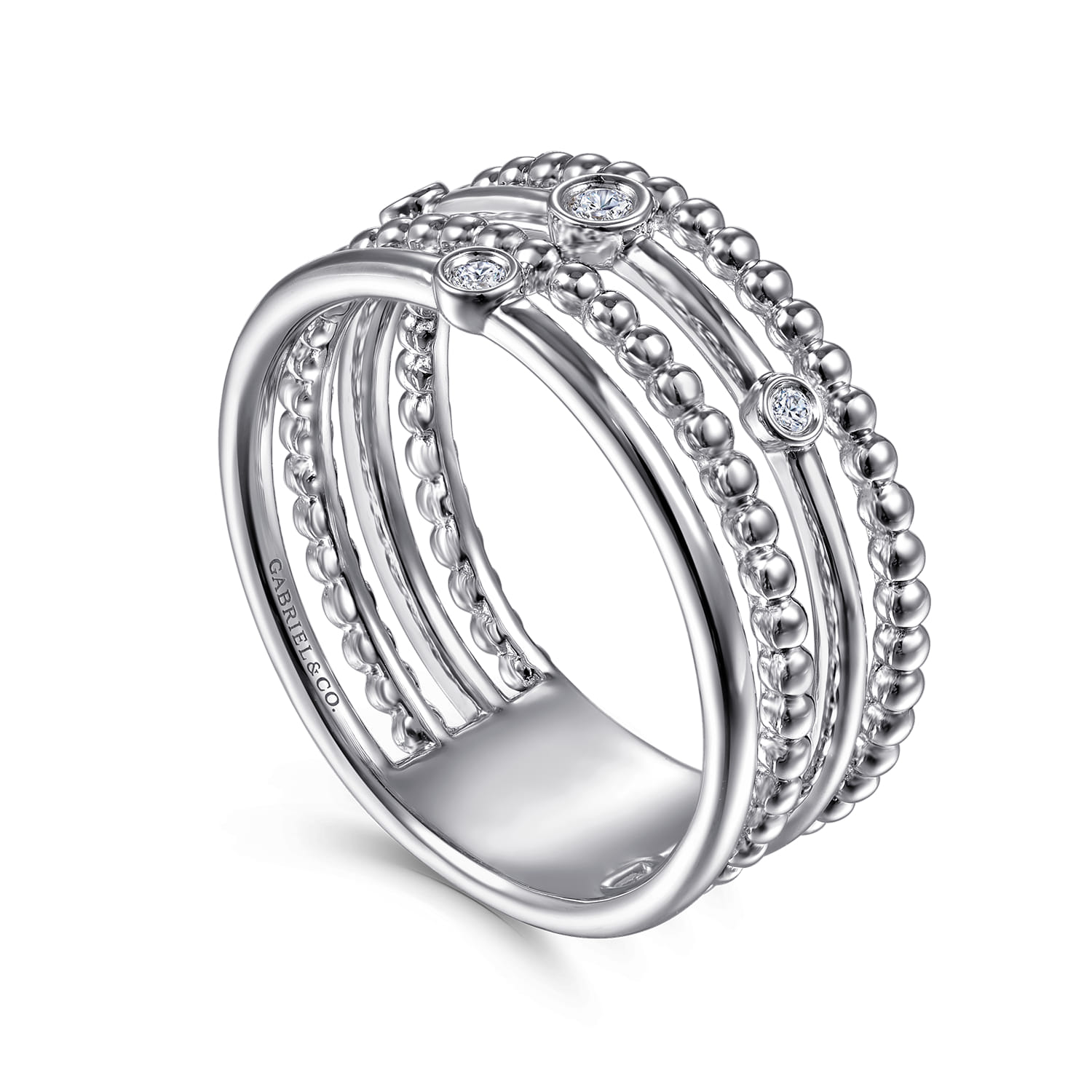 Bujukan Bezel Set Diamond Easy Stackable Ring in Sterling Silver, photograph 3