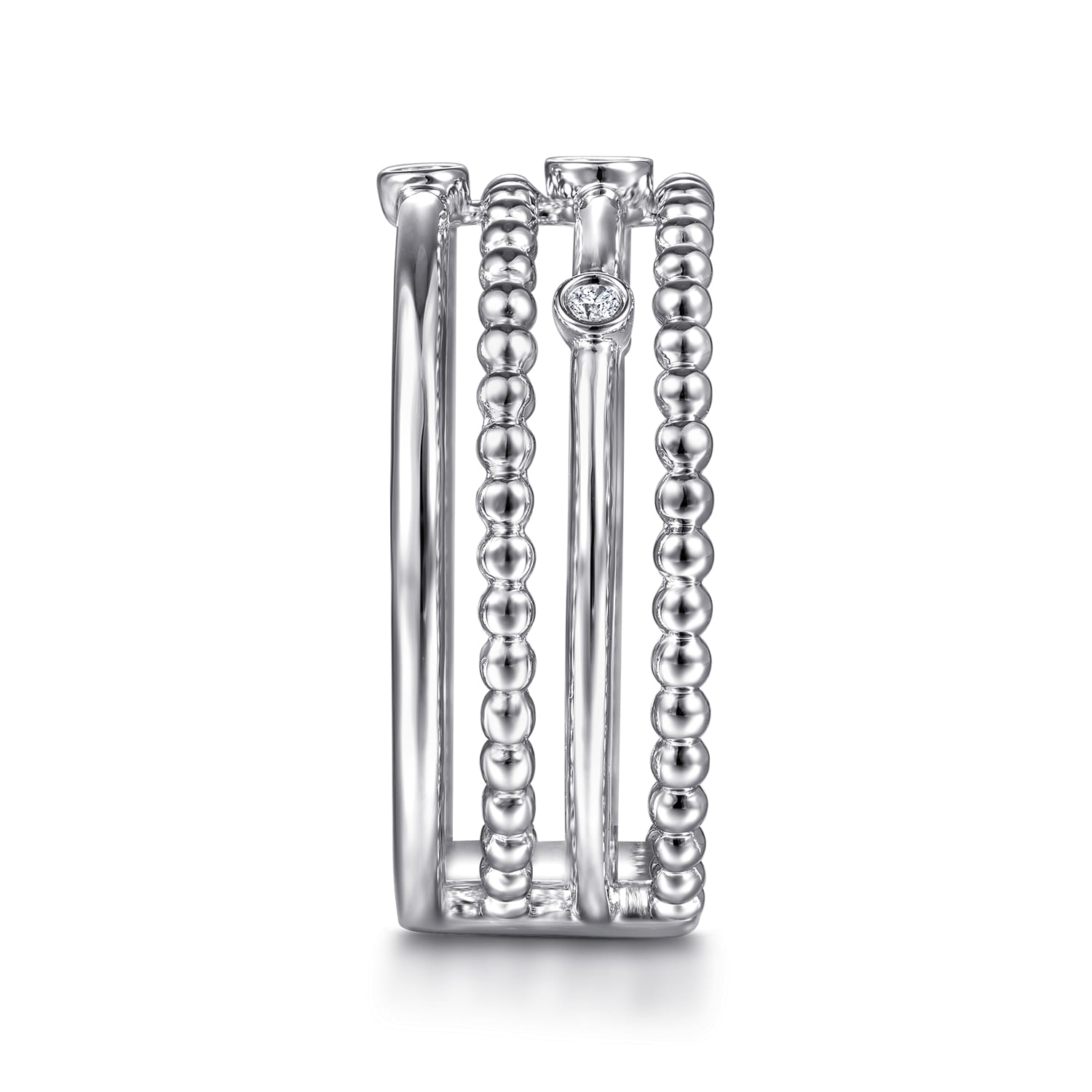 Bujukan Bezel Set Diamond Easy Stackable Ring in Sterling Silver, photograph 4