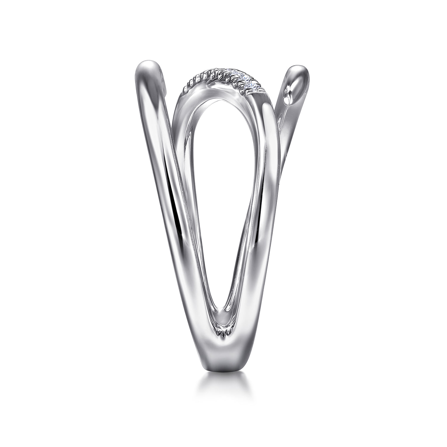 Diamond Bypass Wrap Ring in Sterling Silver, photograph 4