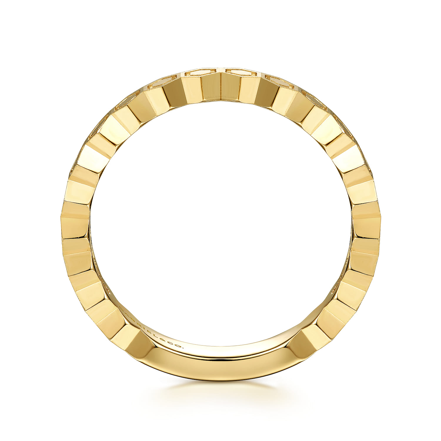 Hexagon Station Stackable Ring in 14K Yellow Gold, photograph 2