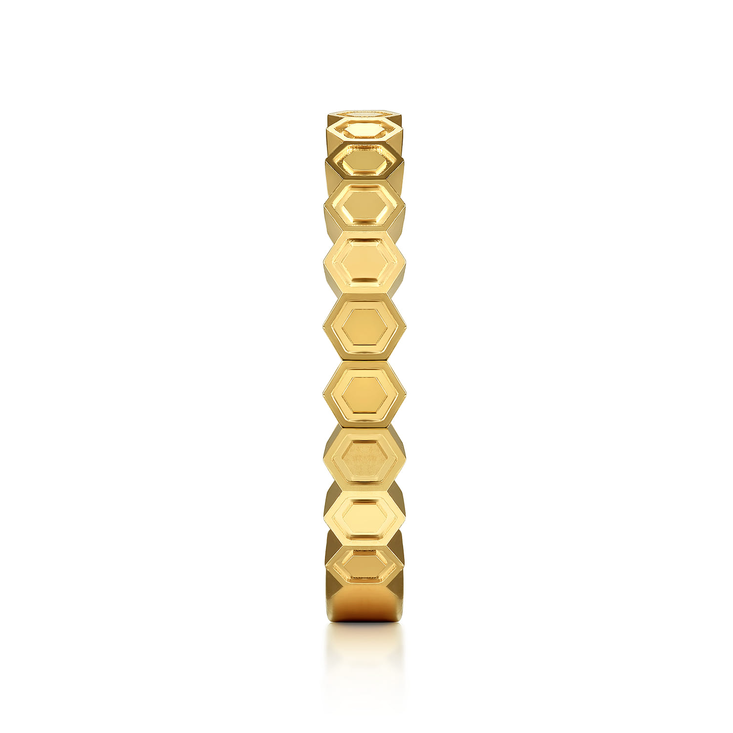 Hexagon Station Stackable Ring in 14K Yellow Gold, photograph 4