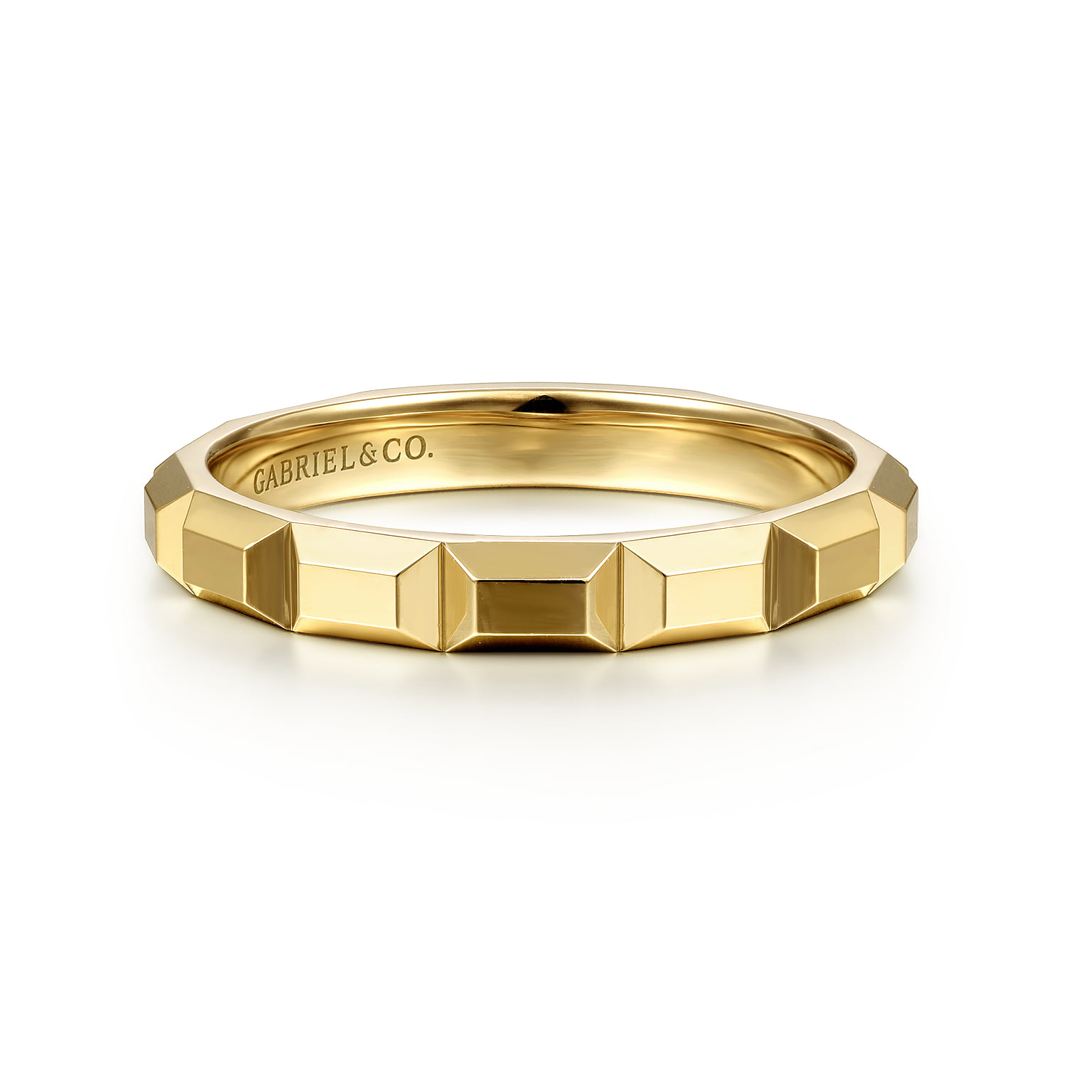 Faceted Rectangle Station Stackable Ring