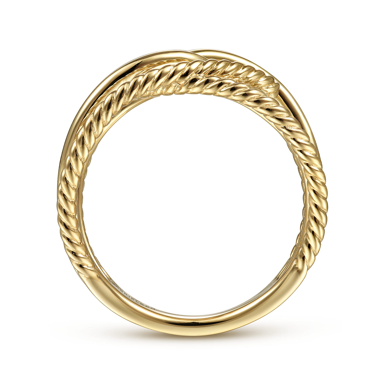 Wide Intersecting Twisted Rope Ring in 14K Yellow Gold, photograph 2