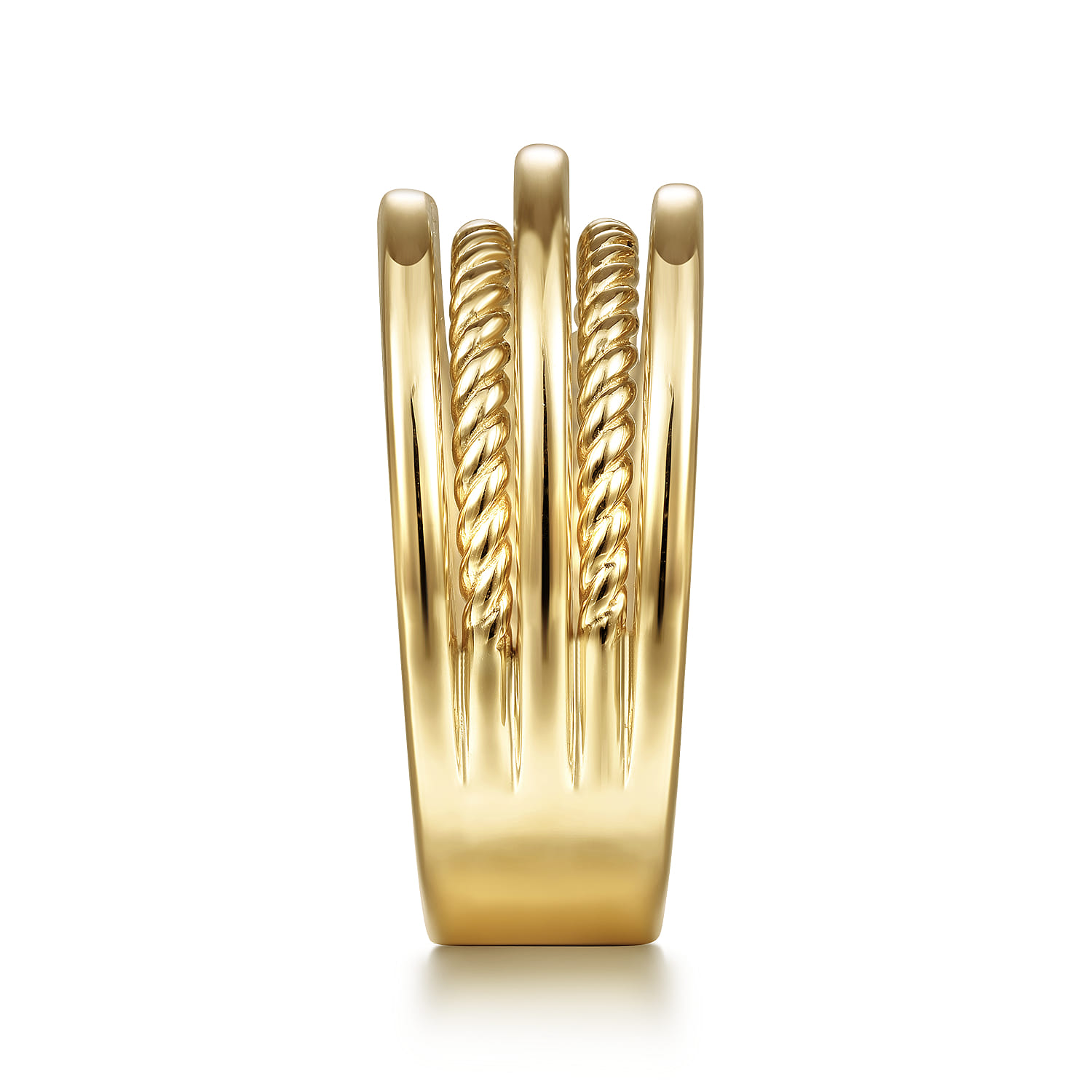 Twisted Rope Wide Ring Band in 14K Yellow Gold, photograph 4