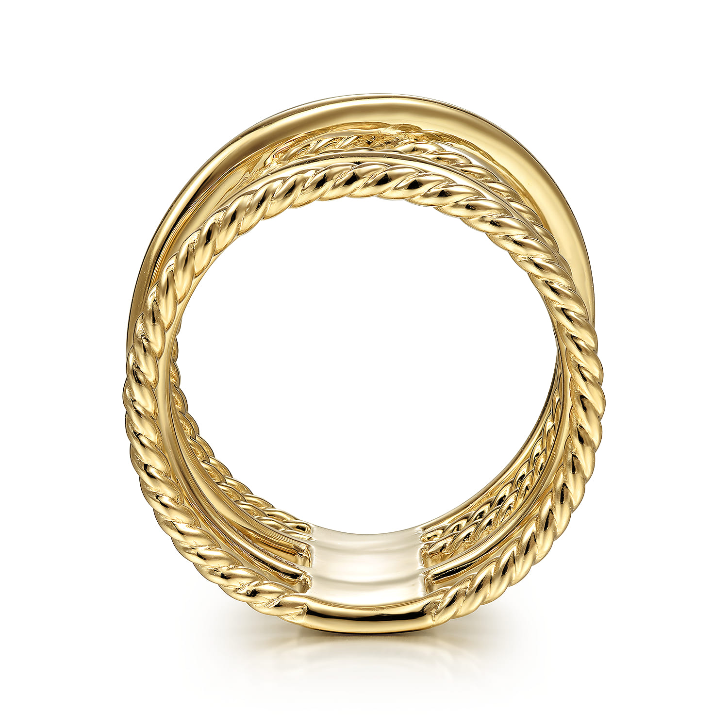Open Criss Crossing Twisted Rope Wide Band in 14K Yellow Gold, photograph 2