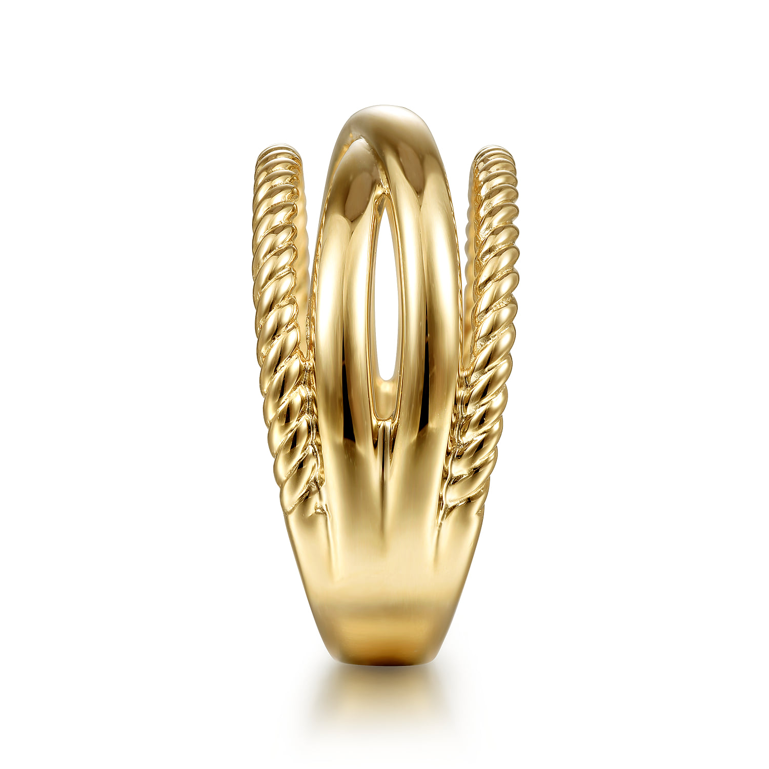 Twisted and Plain Criss Cross Ring in 14K Yellow Gold, photograph 4