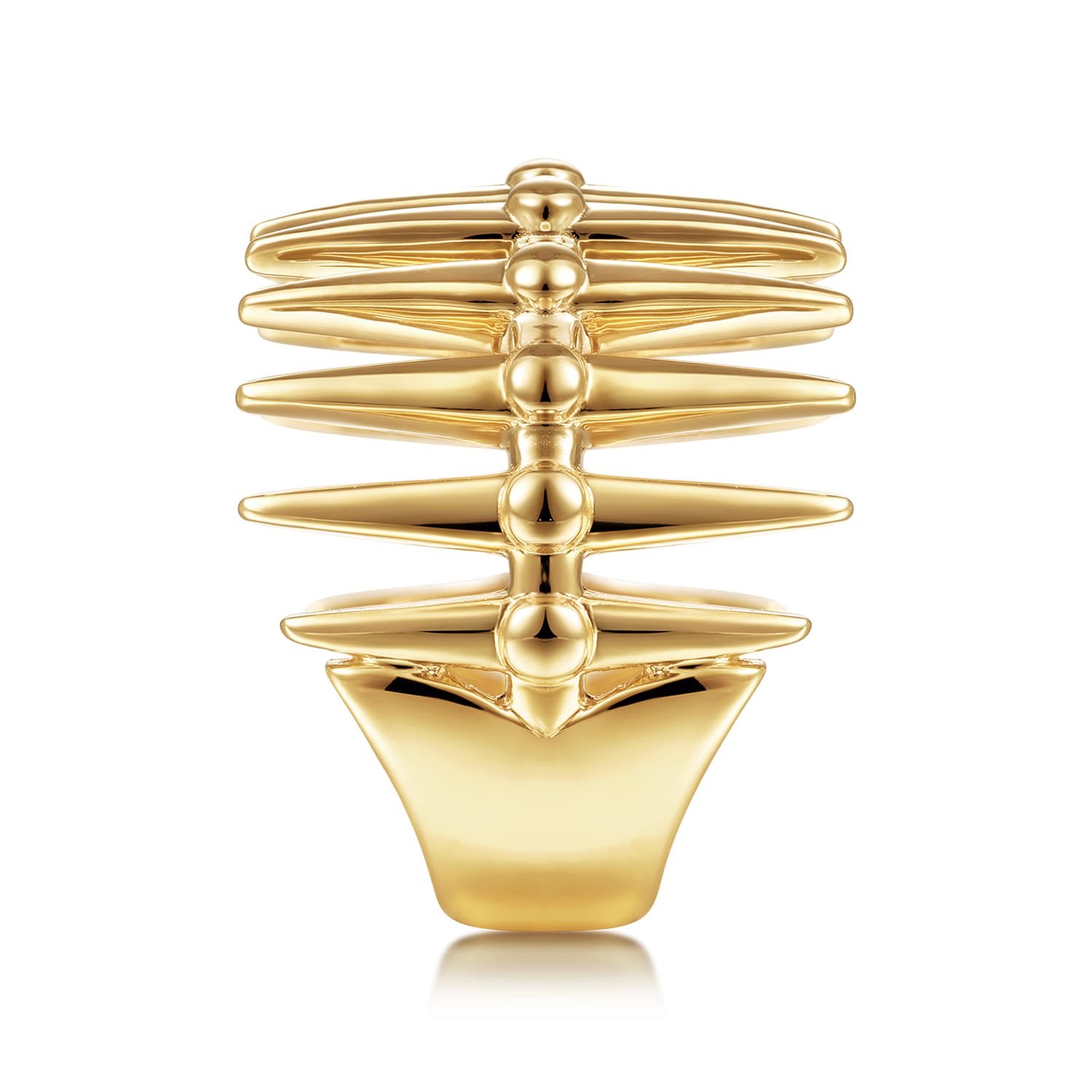 Long Spikes Statement Ring in 14K Yellow Gold, photograph 4