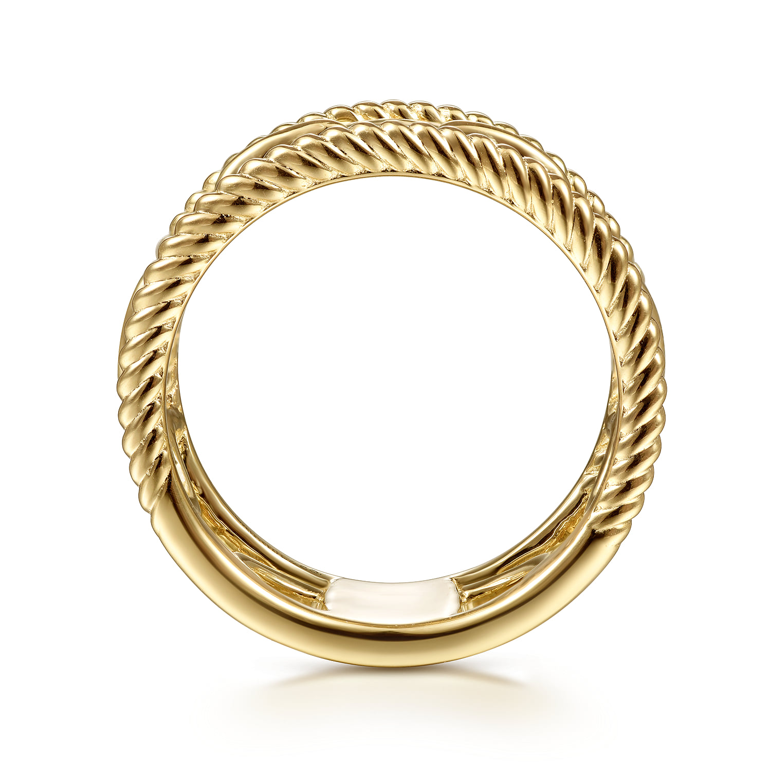 Chain Link Ring with Twisted Rope Frame in 14K Yellow Gold, photograph 2