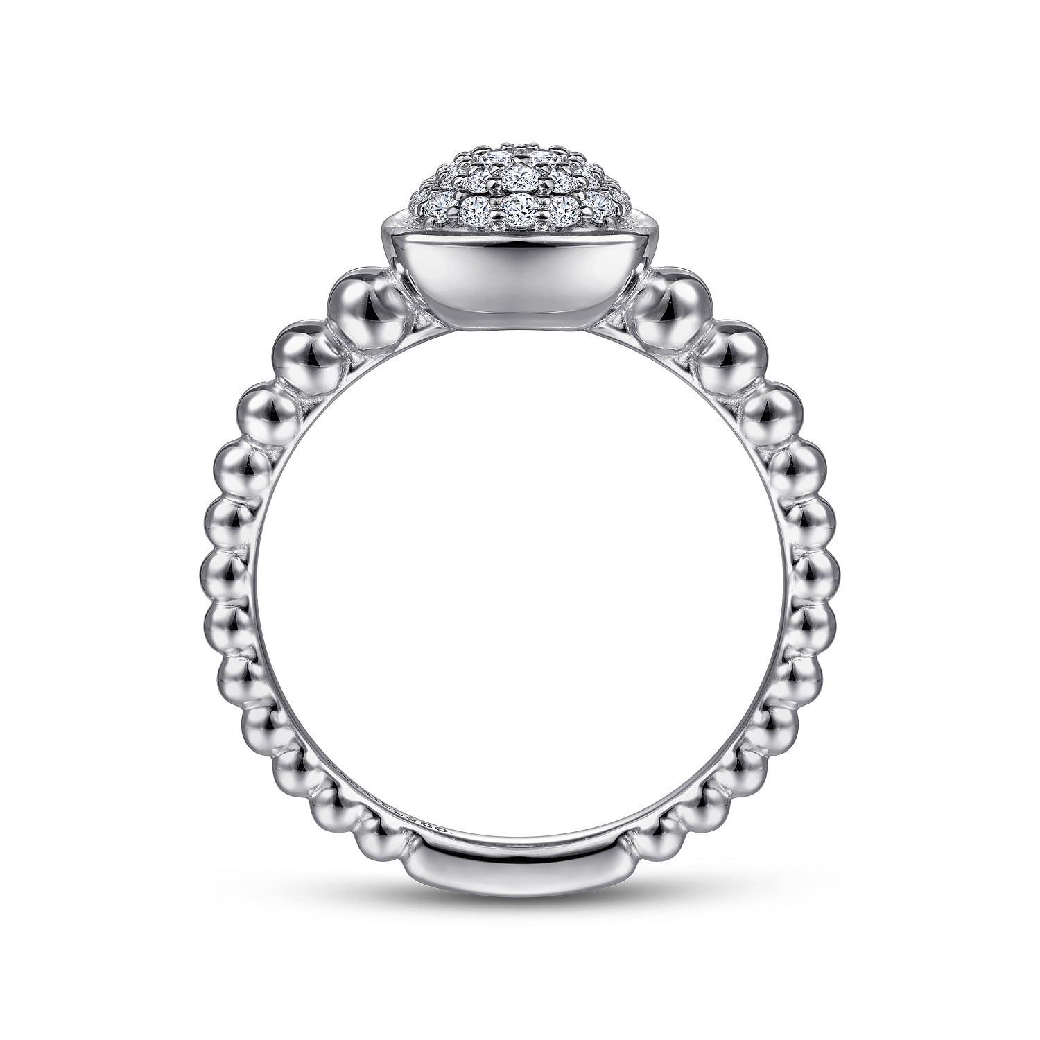 White Sapphire Pave Bujukan Signet Ring in Sterling Silver, photograph 2