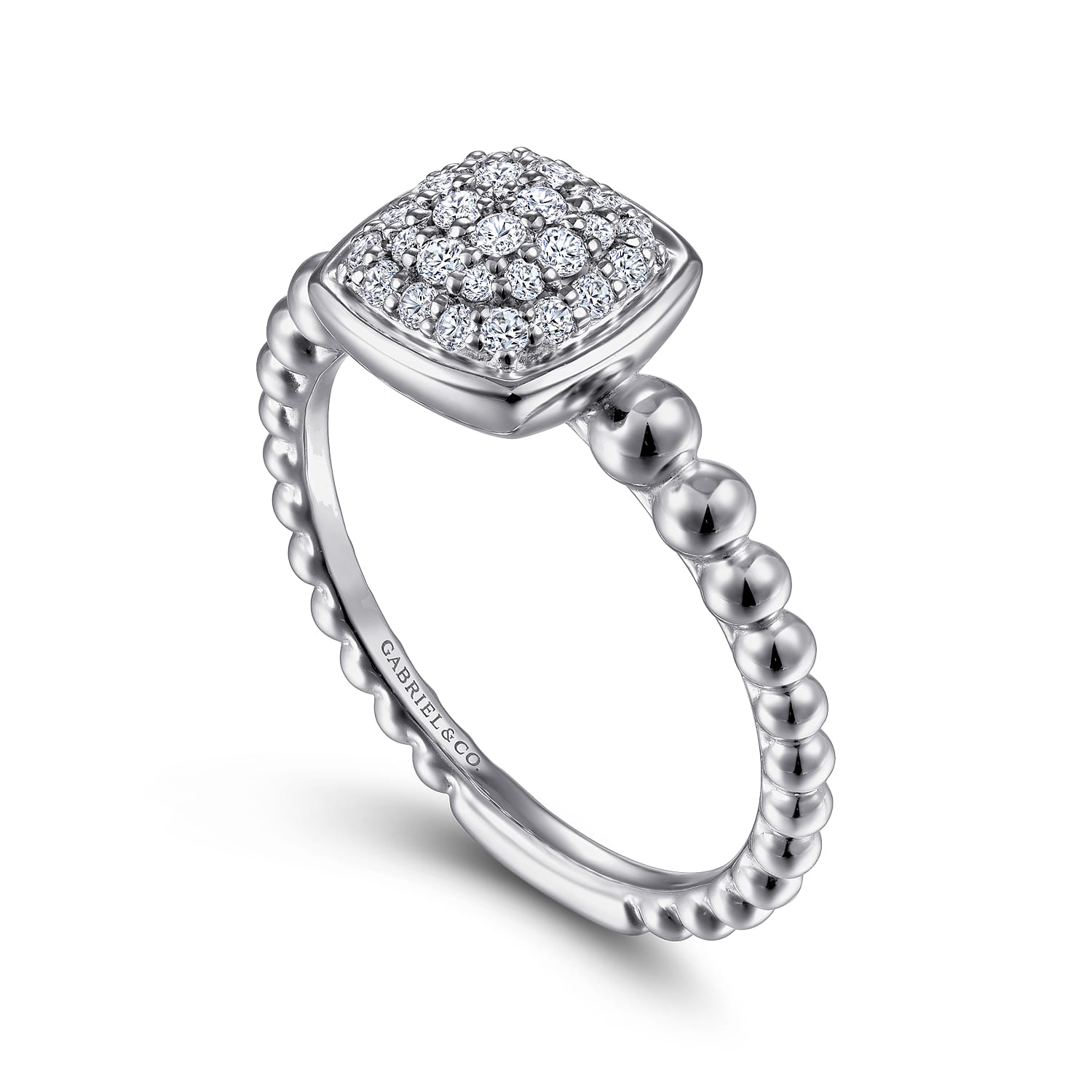 White Sapphire Pave Bujukan Signet Ring in Sterling Silver, photograph 3