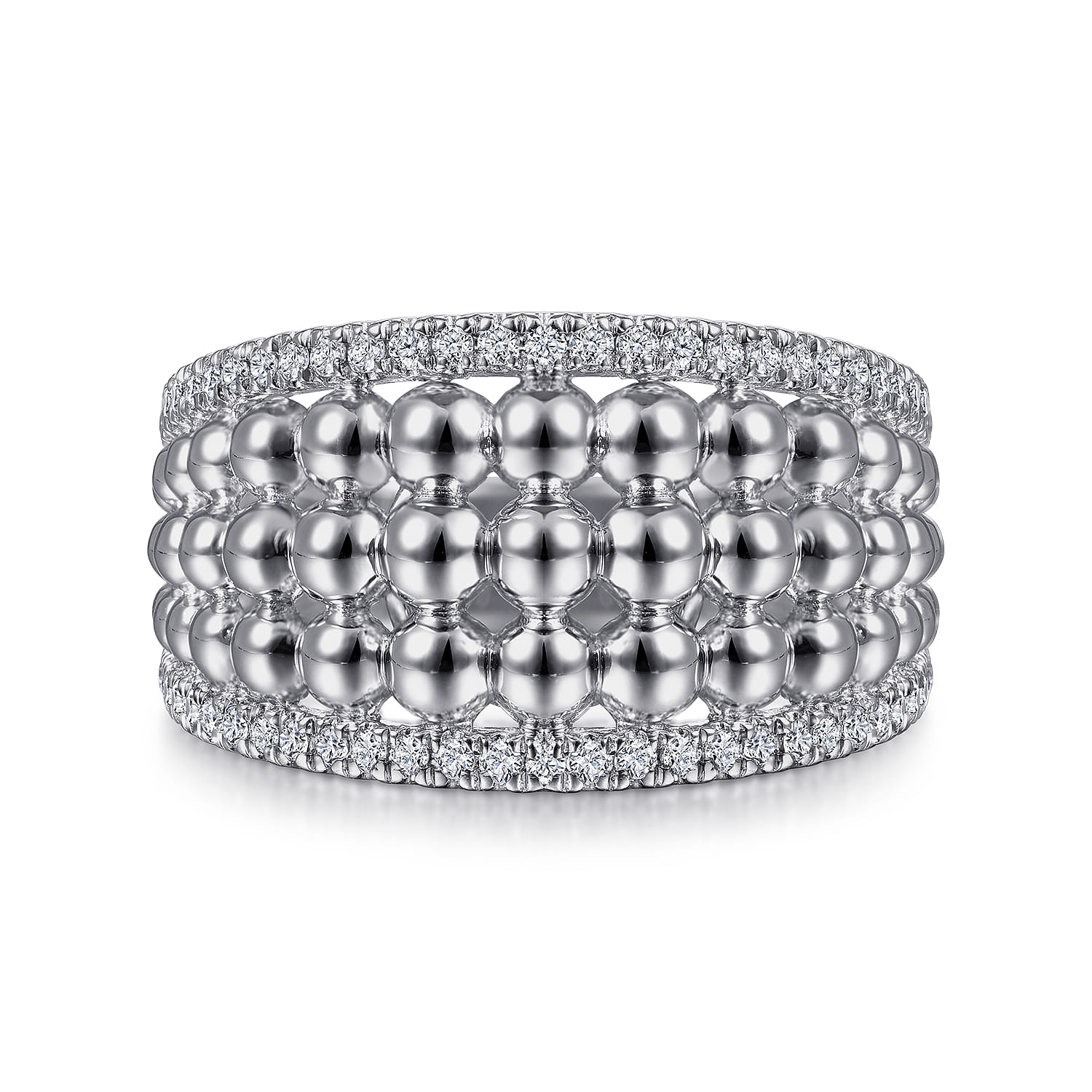 White Sapphire Bujukan Wide Band Ring in Sterling Silver