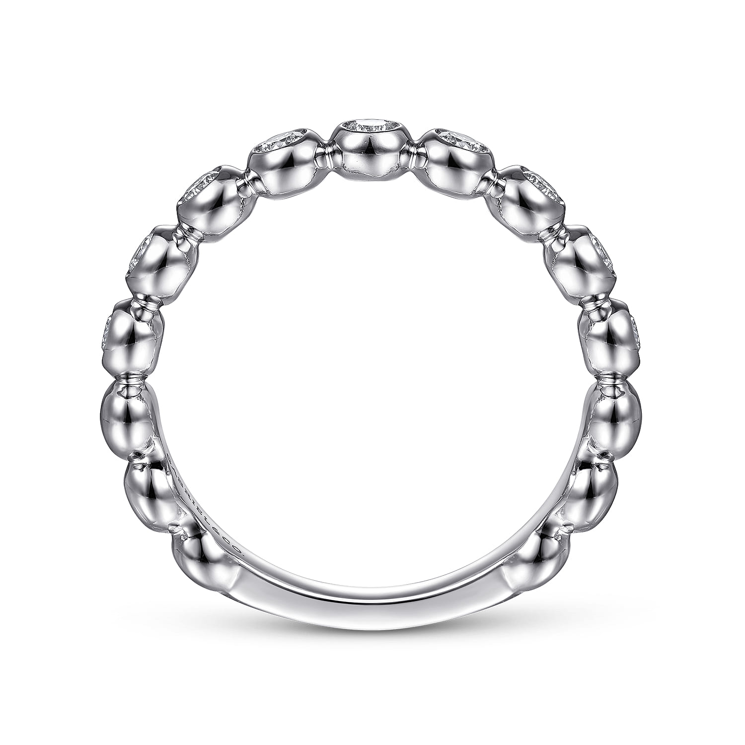 Bezel Set Diamond Ring Band in 14K White Gold, photograph 2