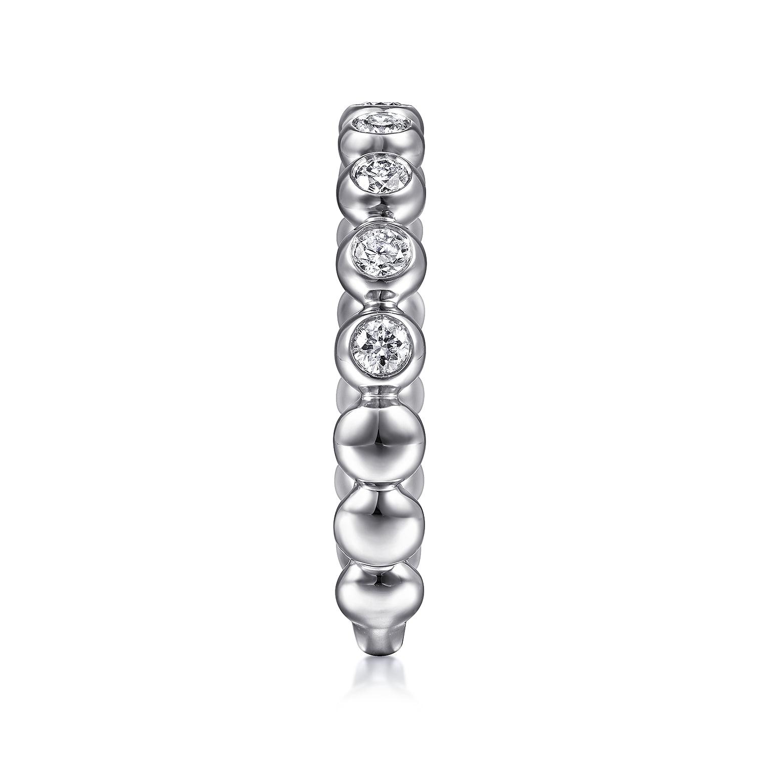 Bezel Set Diamond Ring Band in 14K White Gold, photograph 4
