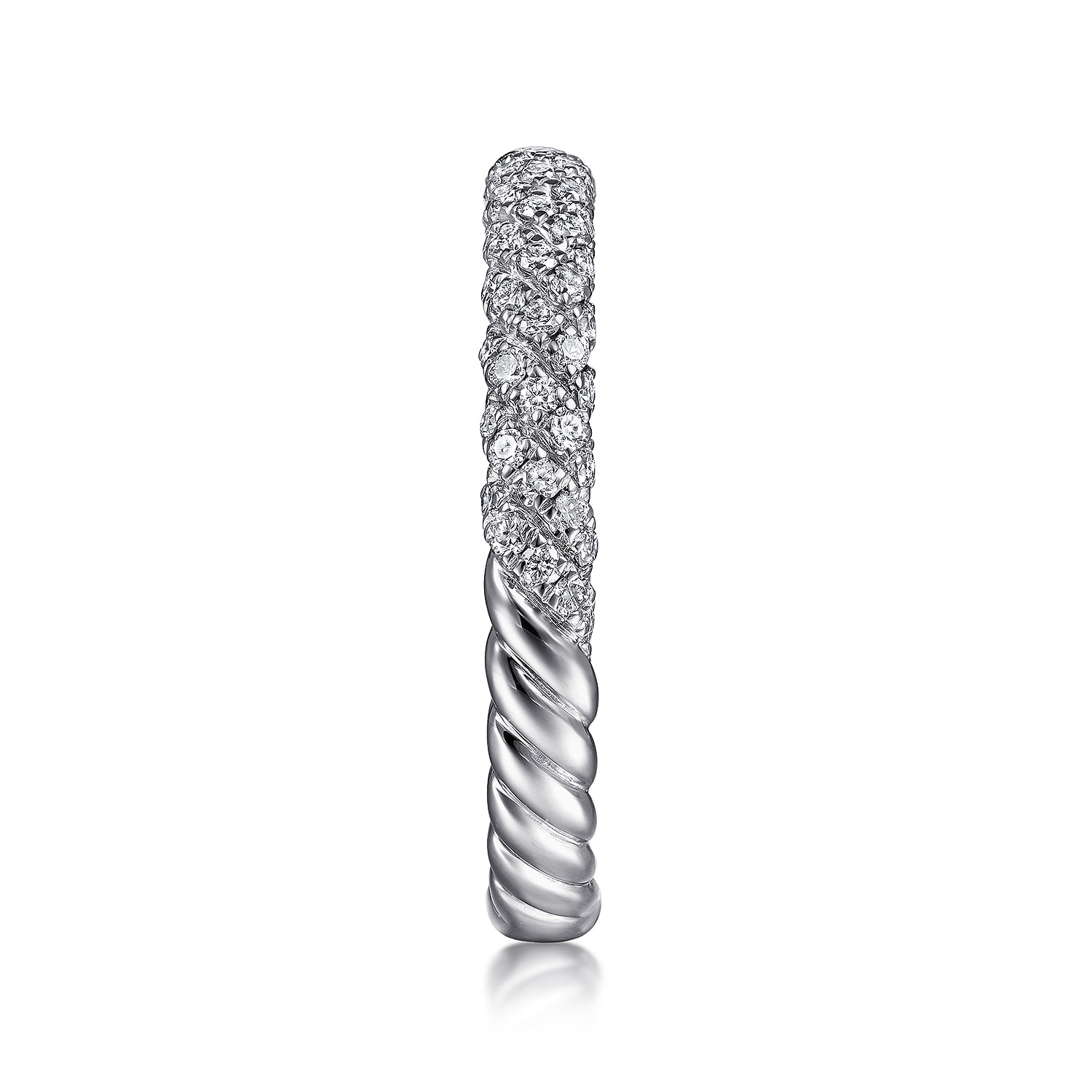 Diamond Pave Band in 14K White Gold, photograph 4