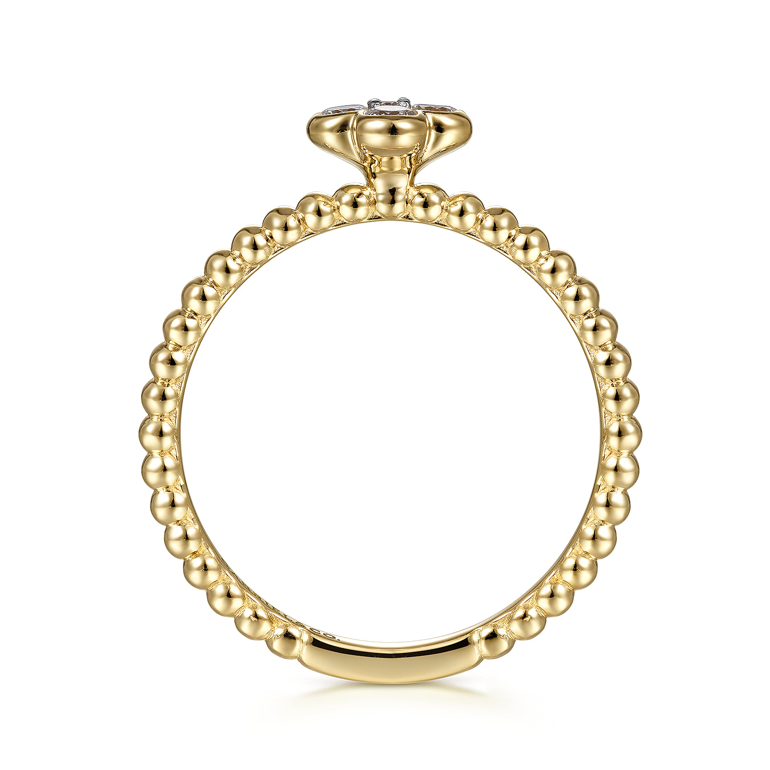Beaded Stackable Single Ring Diamond 0.2ct Bujukan in 14K Yellow Gold, photograph 2
