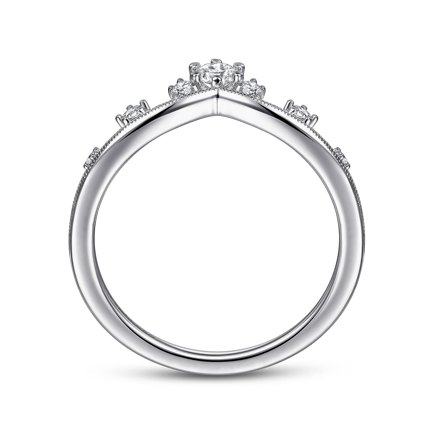 Diamond Chevron Ring in 14K White Gold, photograph 2
