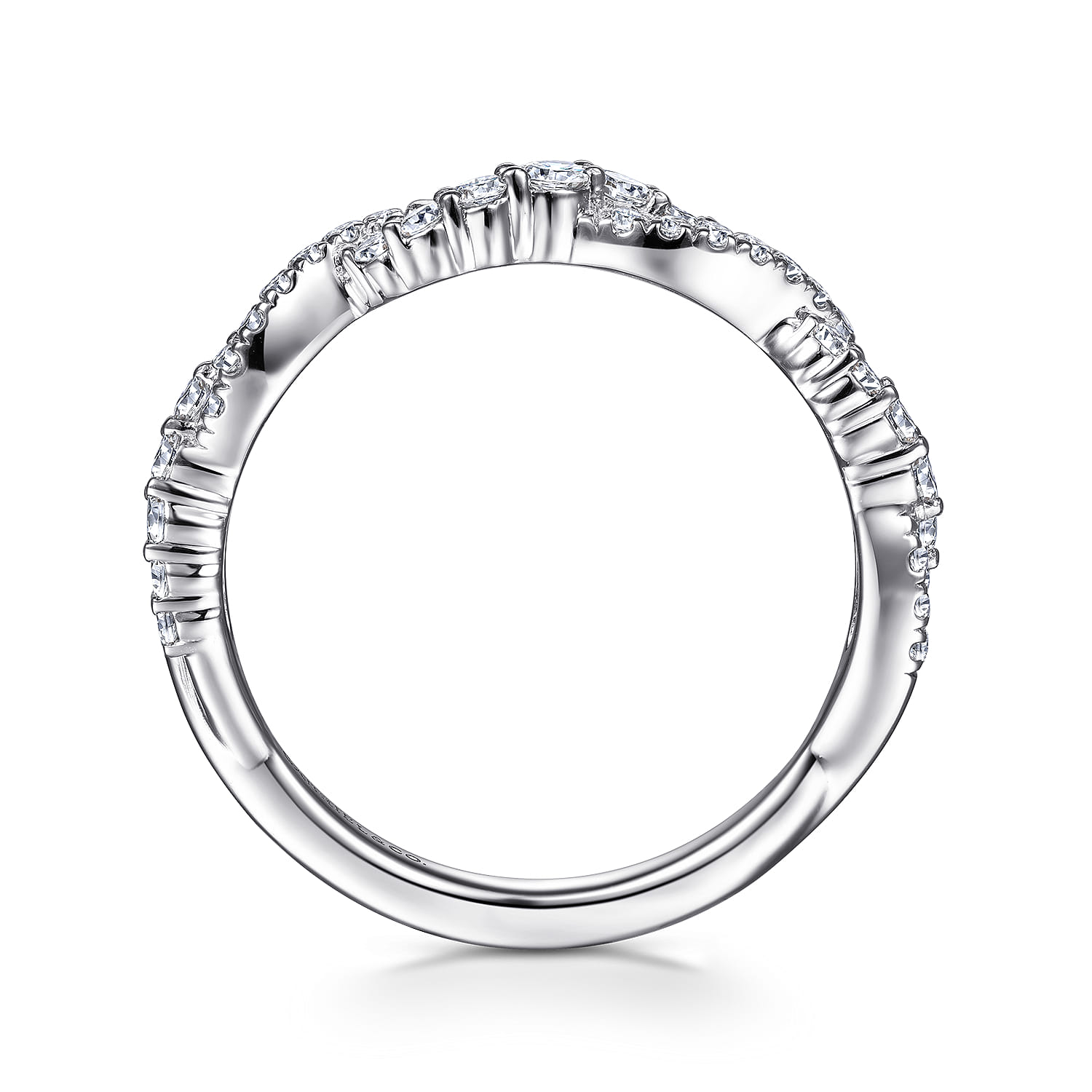 Twisted Diamond Stackable Ring in 14K White Gold, photograph 2