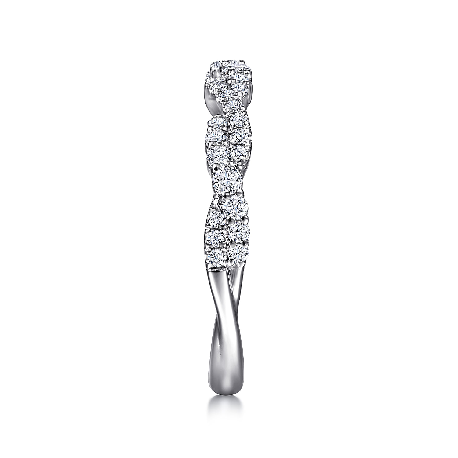 Twisted Diamond Stackable Ring in 14K White Gold, photograph 4