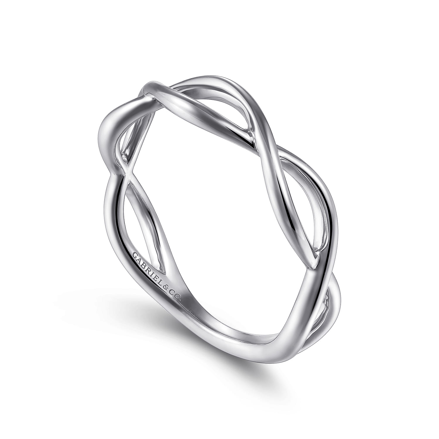Plain Twisted Stackable Ring in 14K White Gold, photograph 3