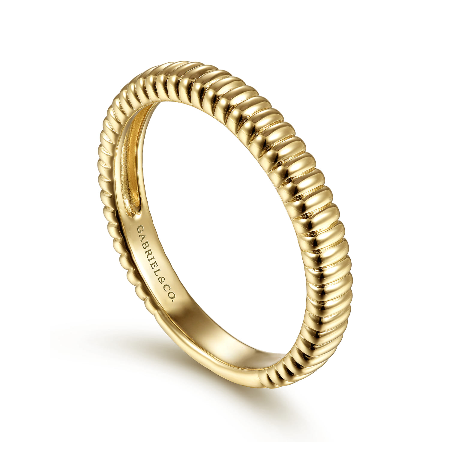 Textured Stackable Ring in 14K Yellow Gold, photograph 3