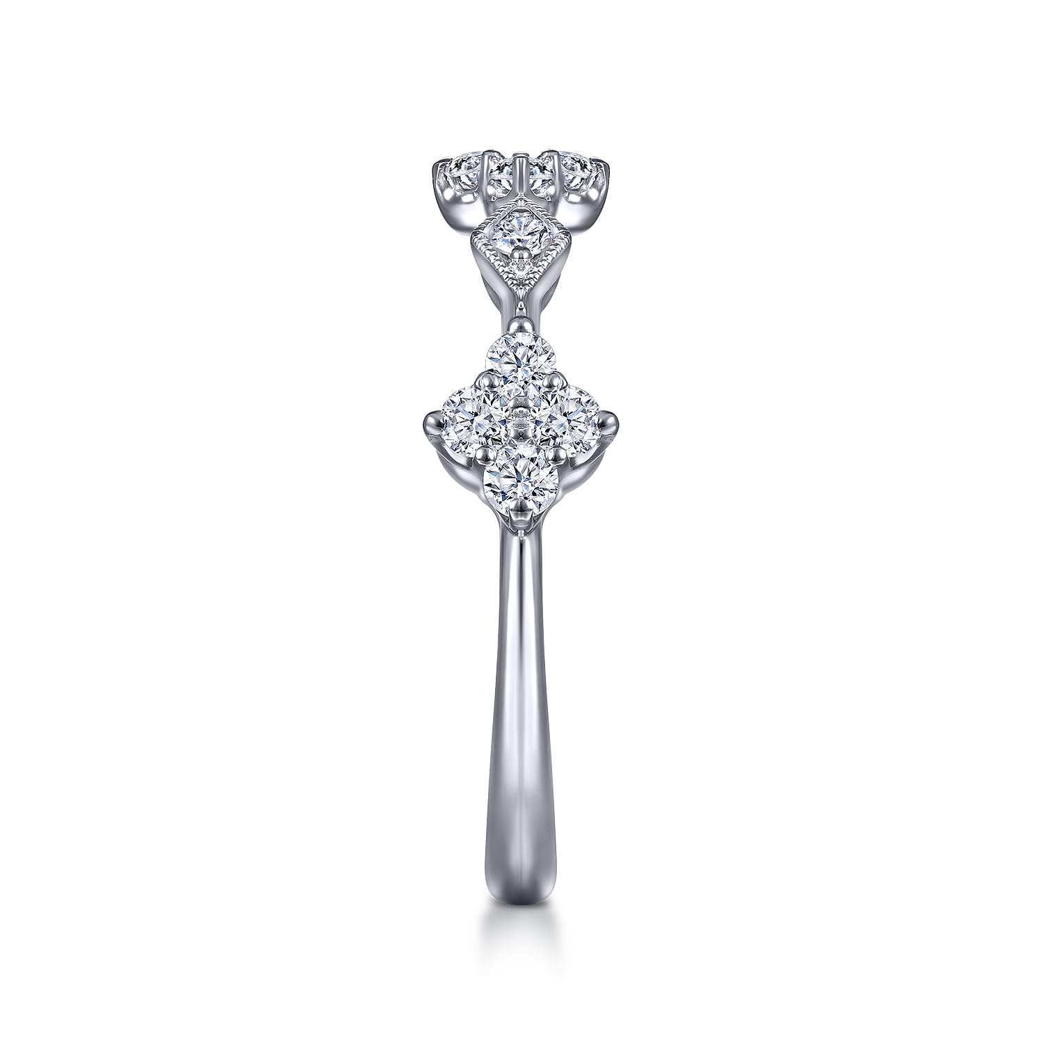 Diamond Cluster Station Ring in 14K White Gold, photograph 4