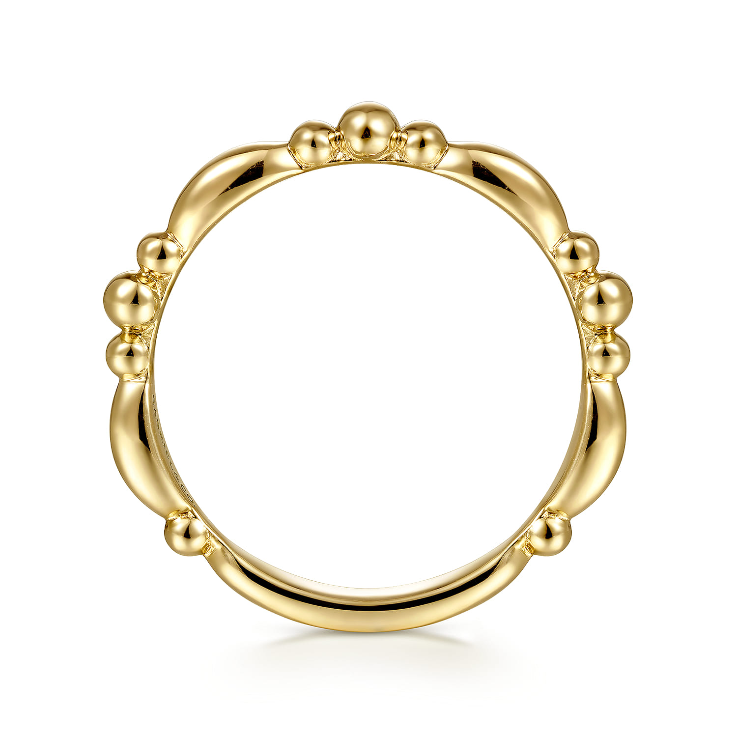 Alternating Bar and Bujukan Bead Stackable Ring in 14K Yellow Gold, photograph 2