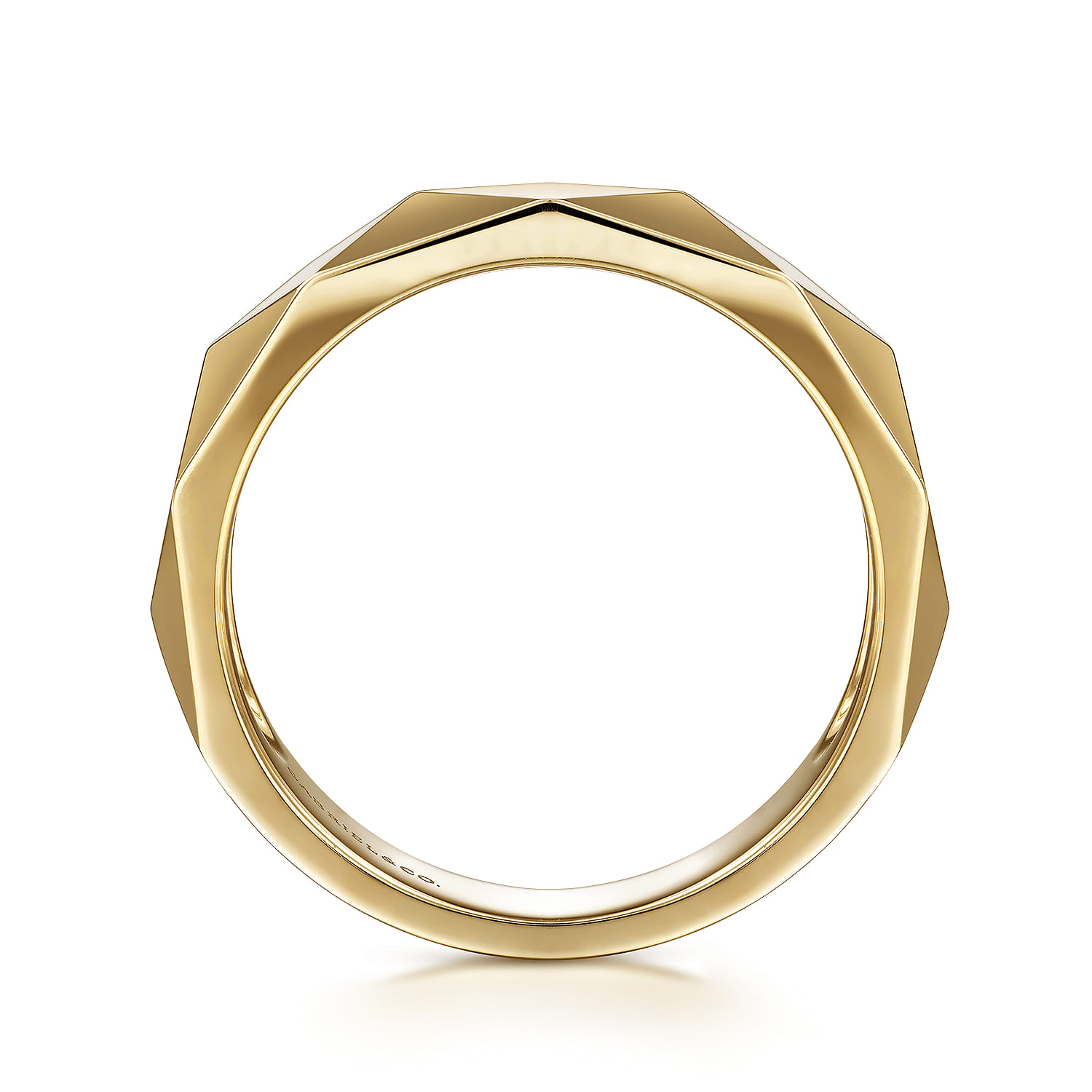Faceted Stackable Cigar Band in 14K Yellow Gold, photograph 2