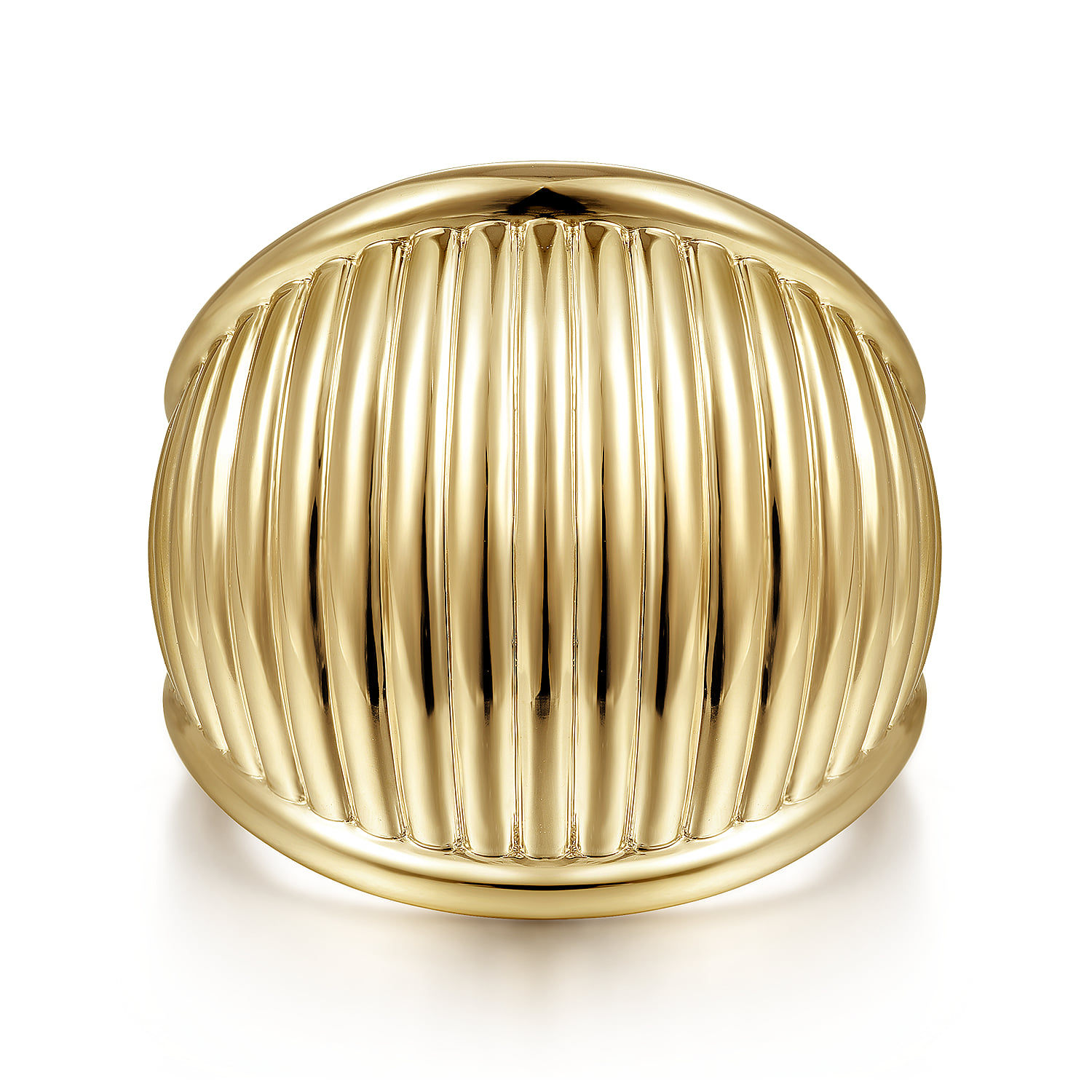 Vertical Line Cigar Puff Band in 14K Yellow Gold