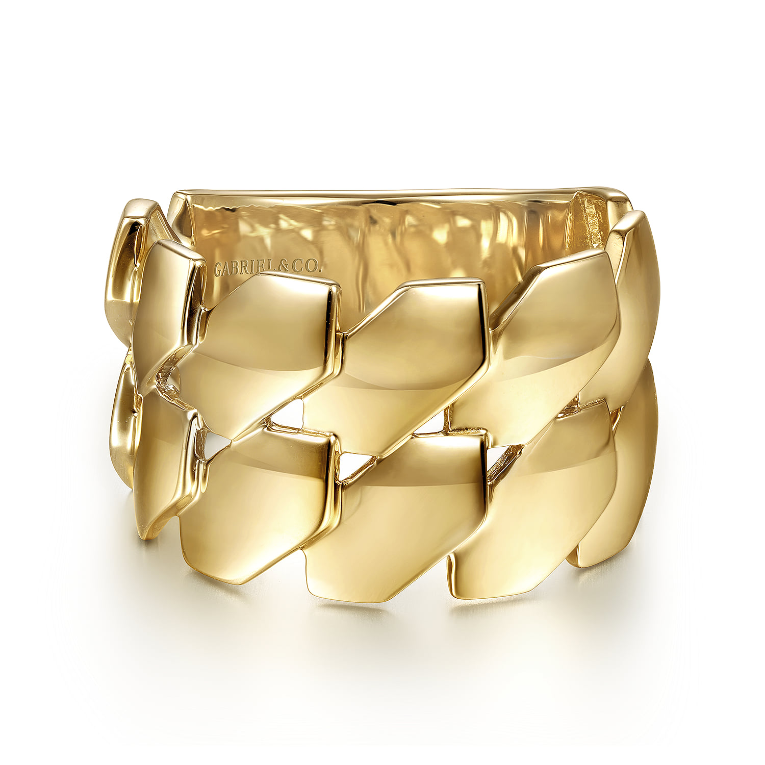Geometric Pattern Wide Band Ring