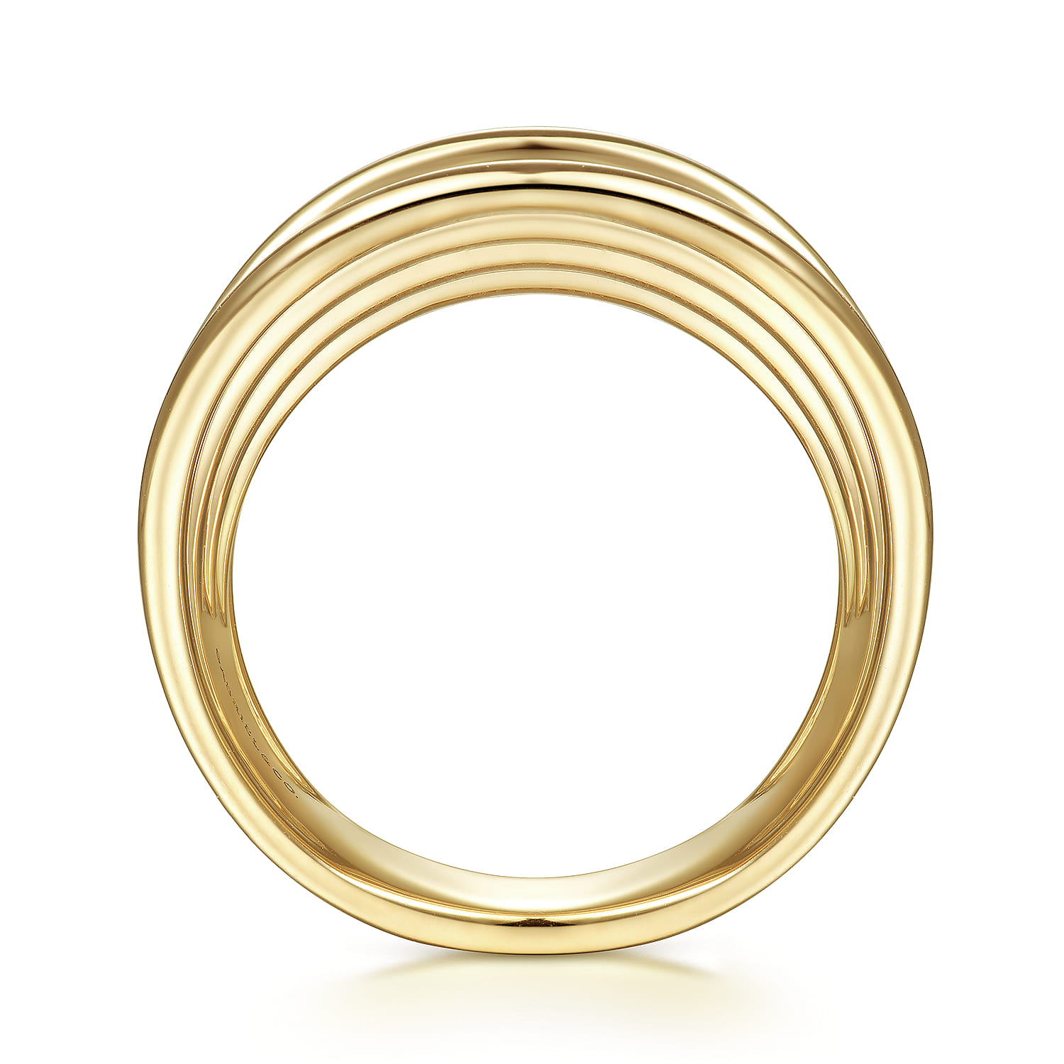 Wide Horizontal Rows Convex Ring in 14K Yellow Gold, photograph 2