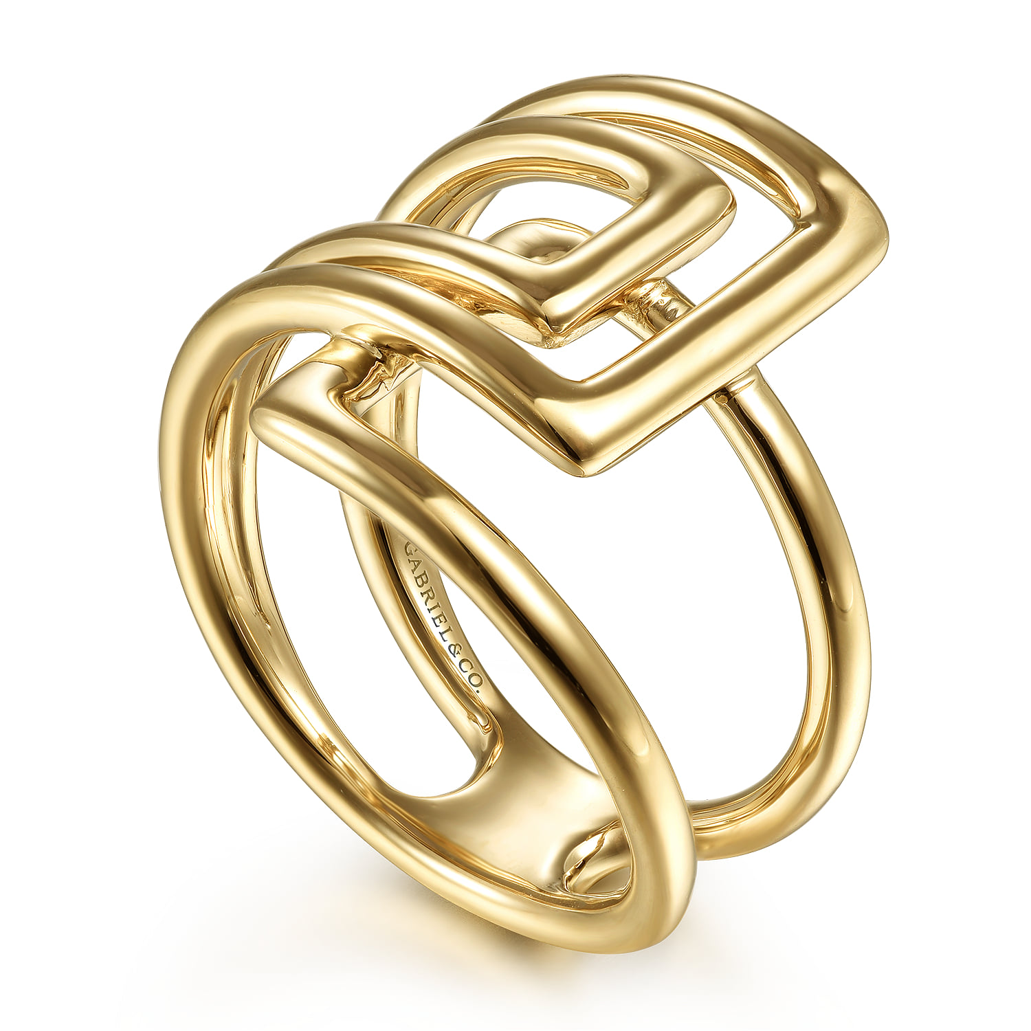 Open Foldover Ring in 14K Yellow Gold, photograph 3